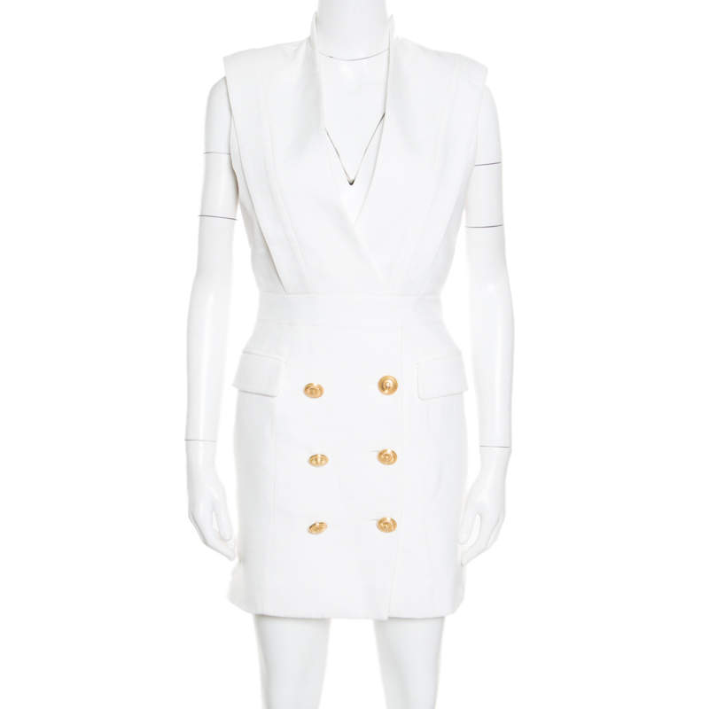 balmain white blazer dress