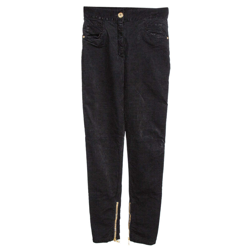 Balmain Black Velvet High Waisted Tapered Pants M