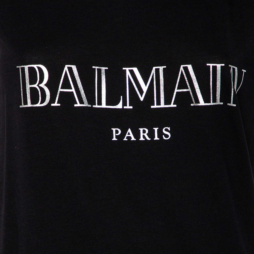 Balmain Black Cotton Logo Printed Tank Top M Balmain