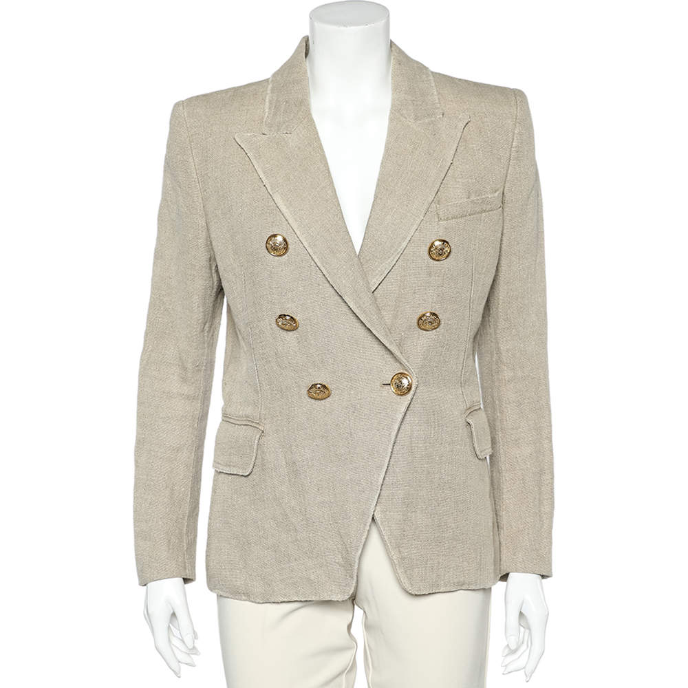 Cream hot sale balmain blazer