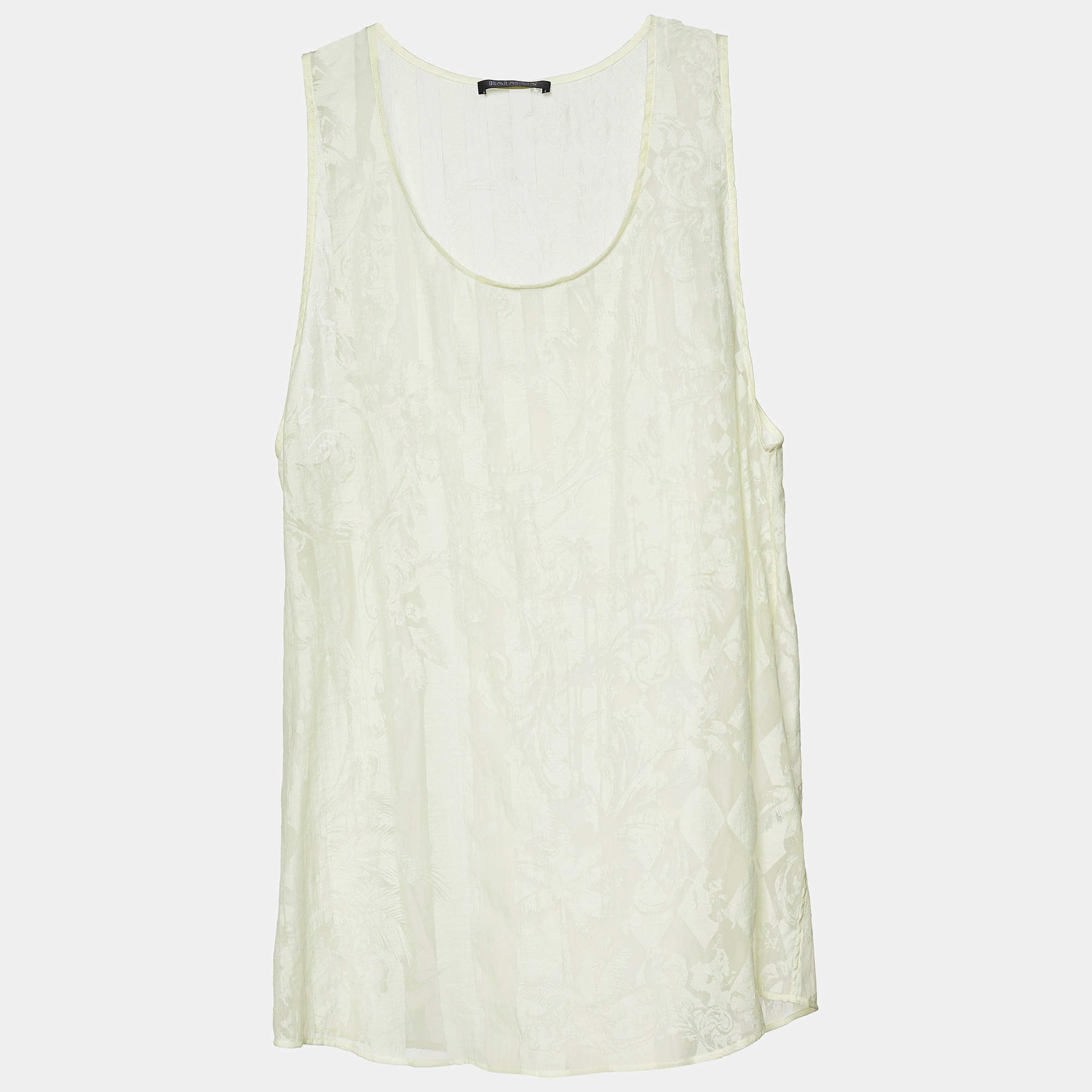 Pre Owned Balmain Yellow Harlequin Check Jacquard Sleeveless Tank Top S