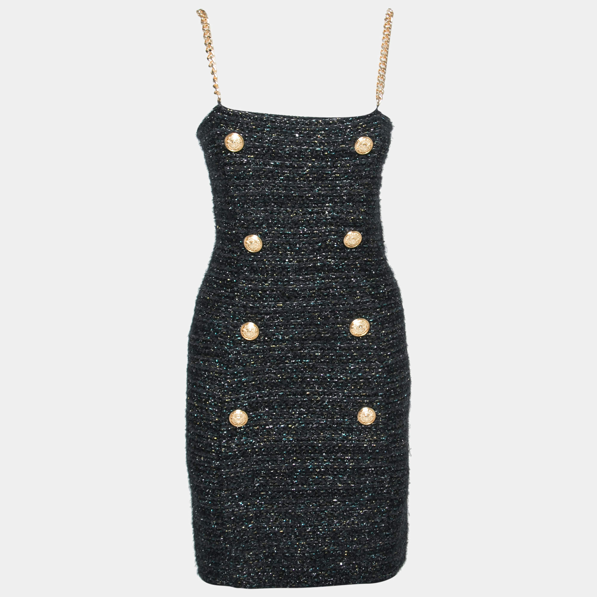 オールインワン・サロペット Balmain Chain Strap Mini Dress Balmain Black Tweed Chain Strap Mini Dress M Balmain | TLC