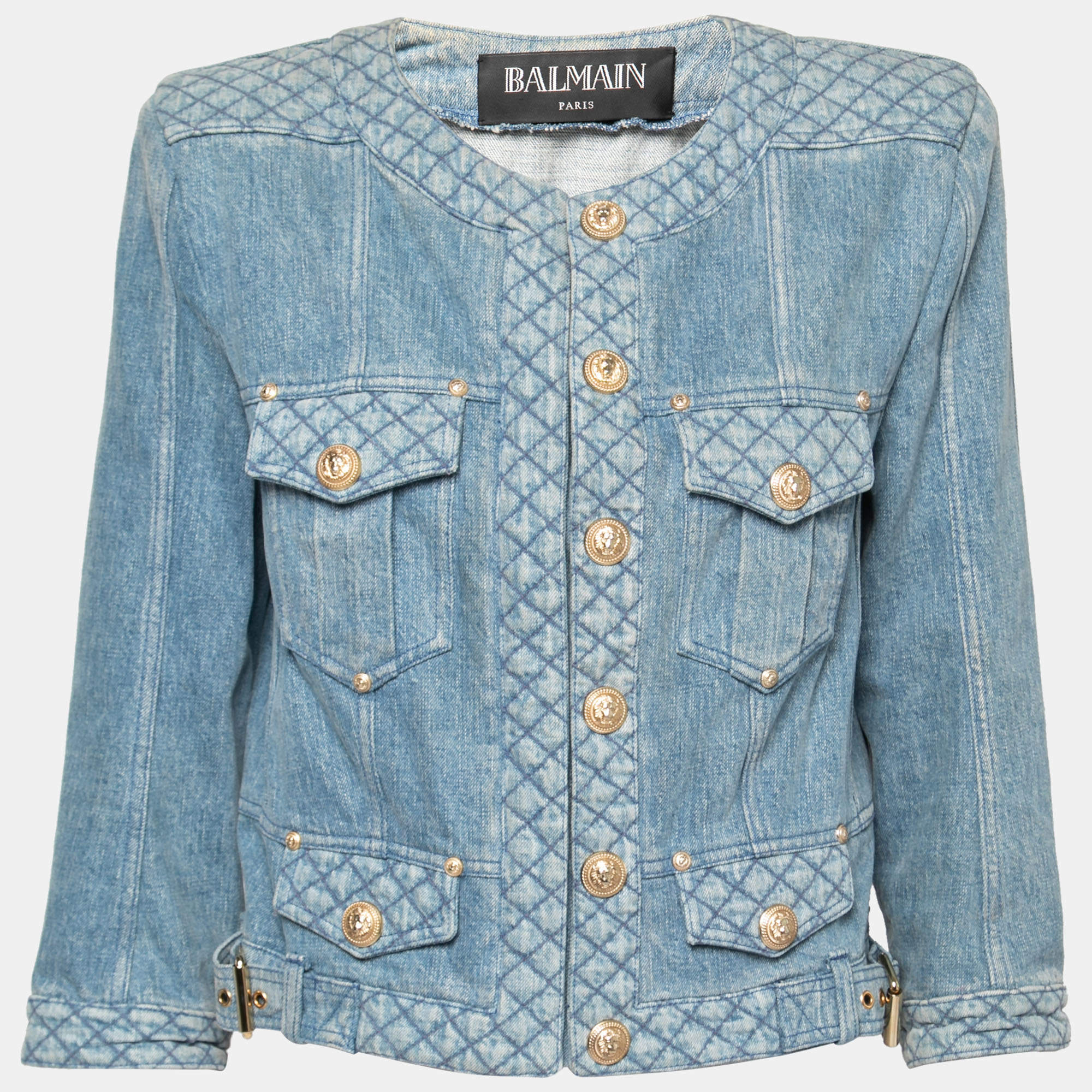 Jacket Balmain Grey size 36 FR in Denim - Jeans - 39564298