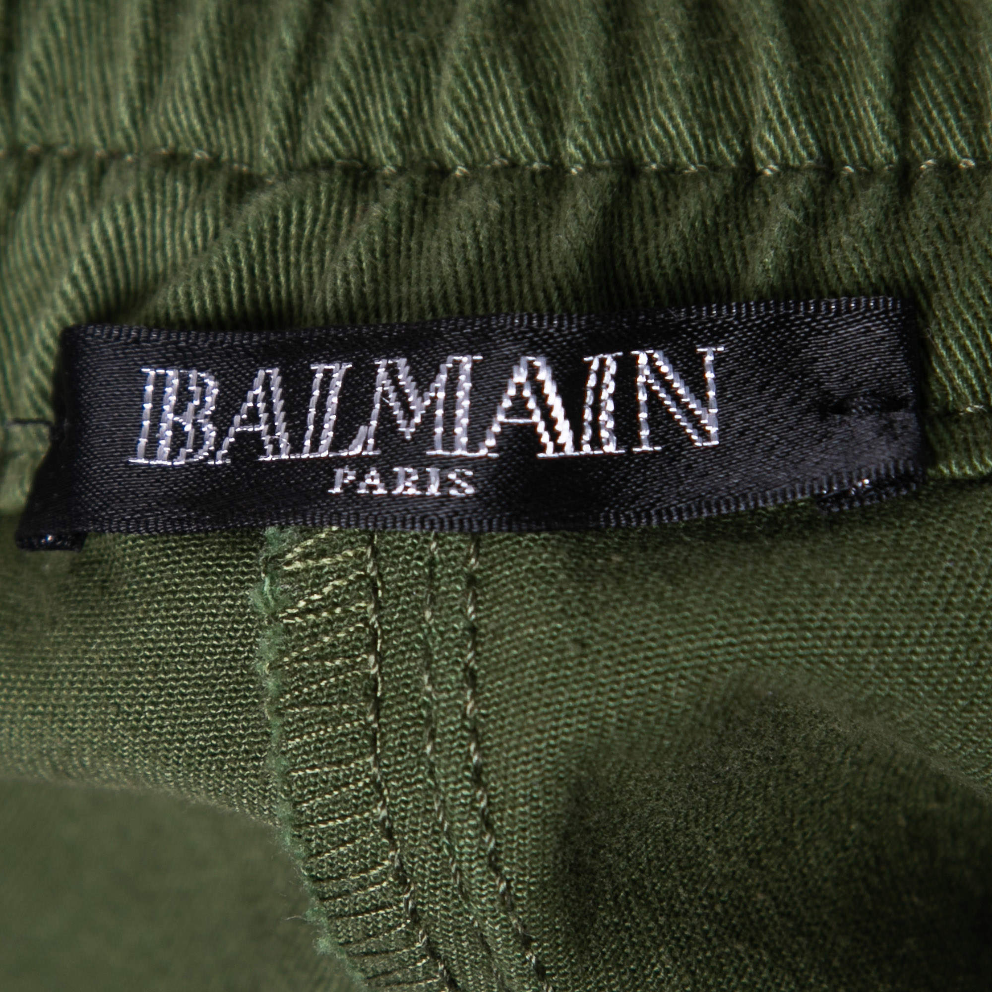 Balmain Green Cotton Drawstring Track Pants S Balmain