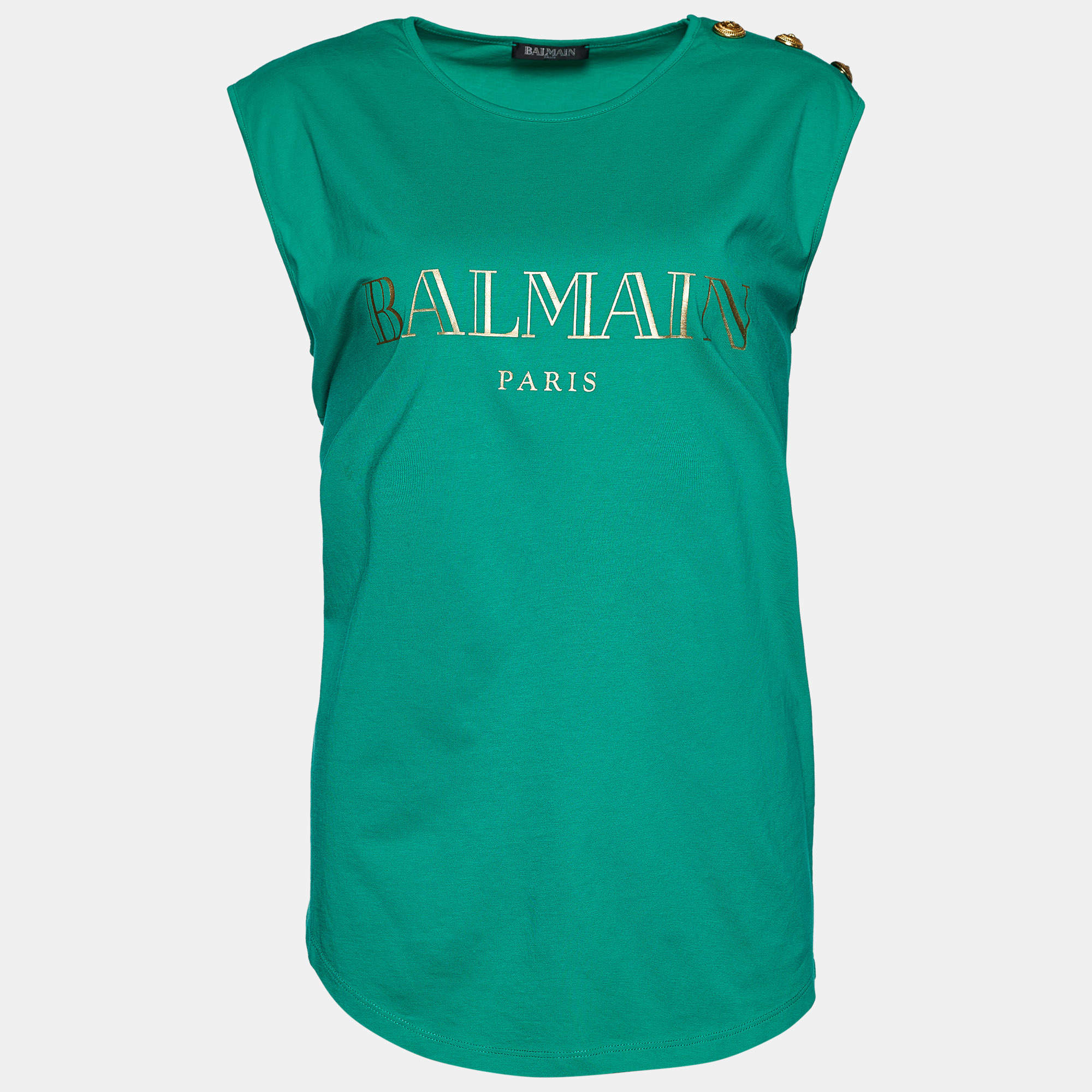 balmain グリーン 緑 ノースリーブシャツ balmain グリーン 緑 ノースリーブシャツ