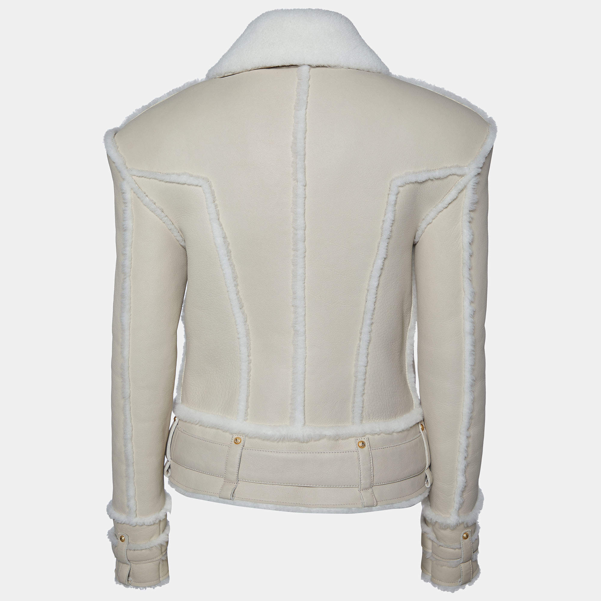Beskæftiget Algebraisk Rough sleep Balmain Beige Leather Shearling Zip Front Jacket S Balmain | TLC