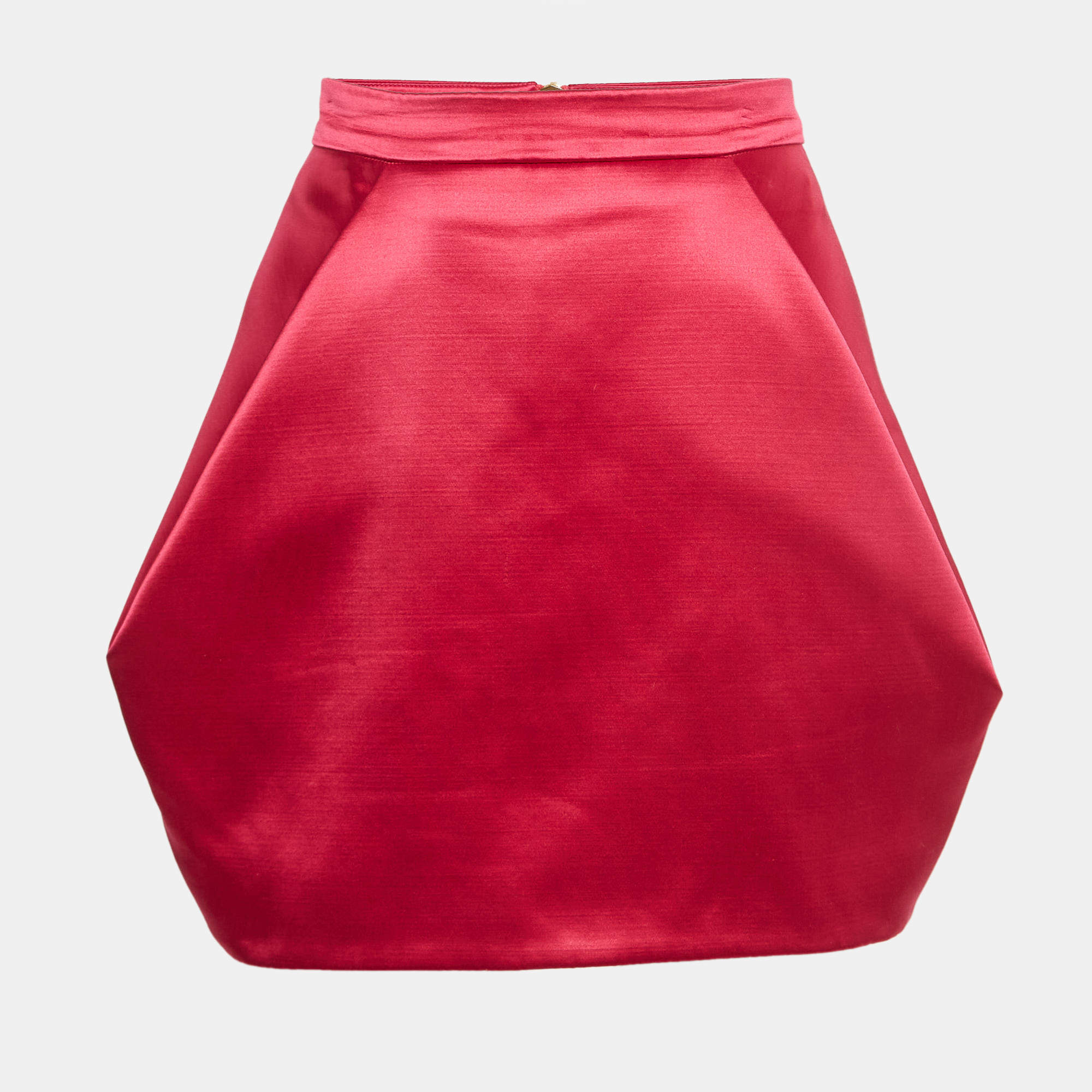 Balmain Pink Satin Pleated Mini Skirt M
