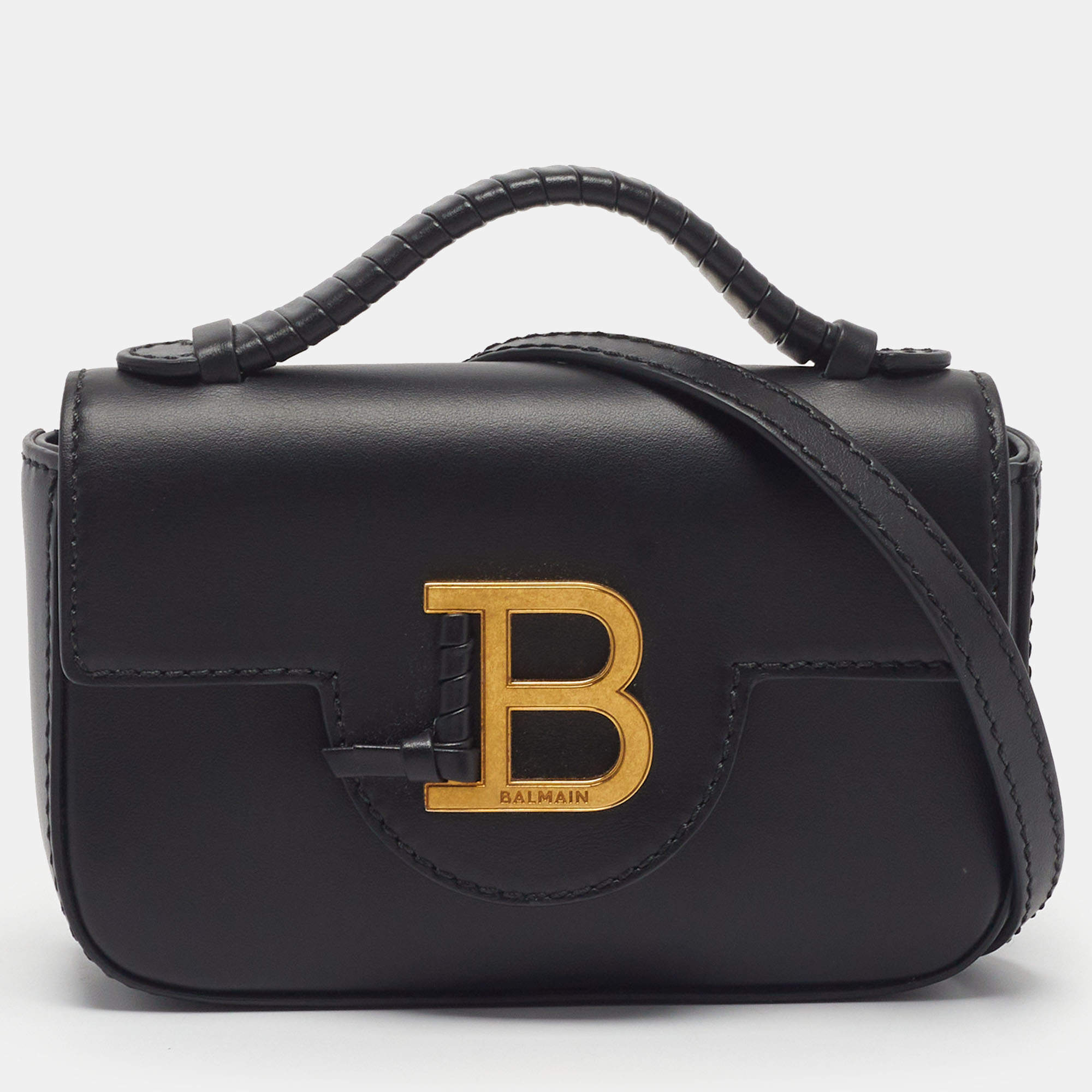 مملوكة مسبقًا Balmain B buzz Mini Black Leather Shoulder Bag
