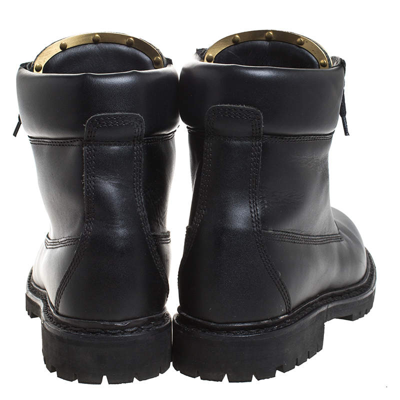 Balmain Black Leather Taiga Ankle Boots Size 40 Balmain