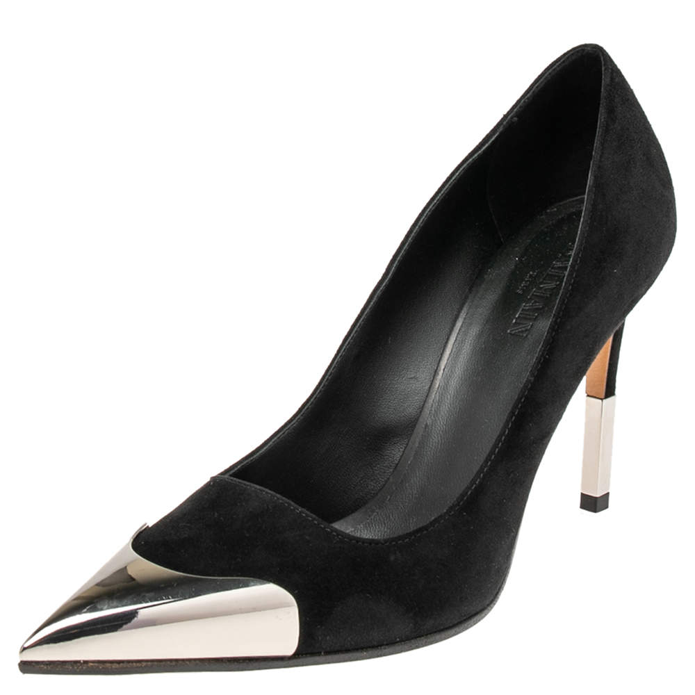 Balmain Paris Black Suede Pointe Toe Pumps Size 37