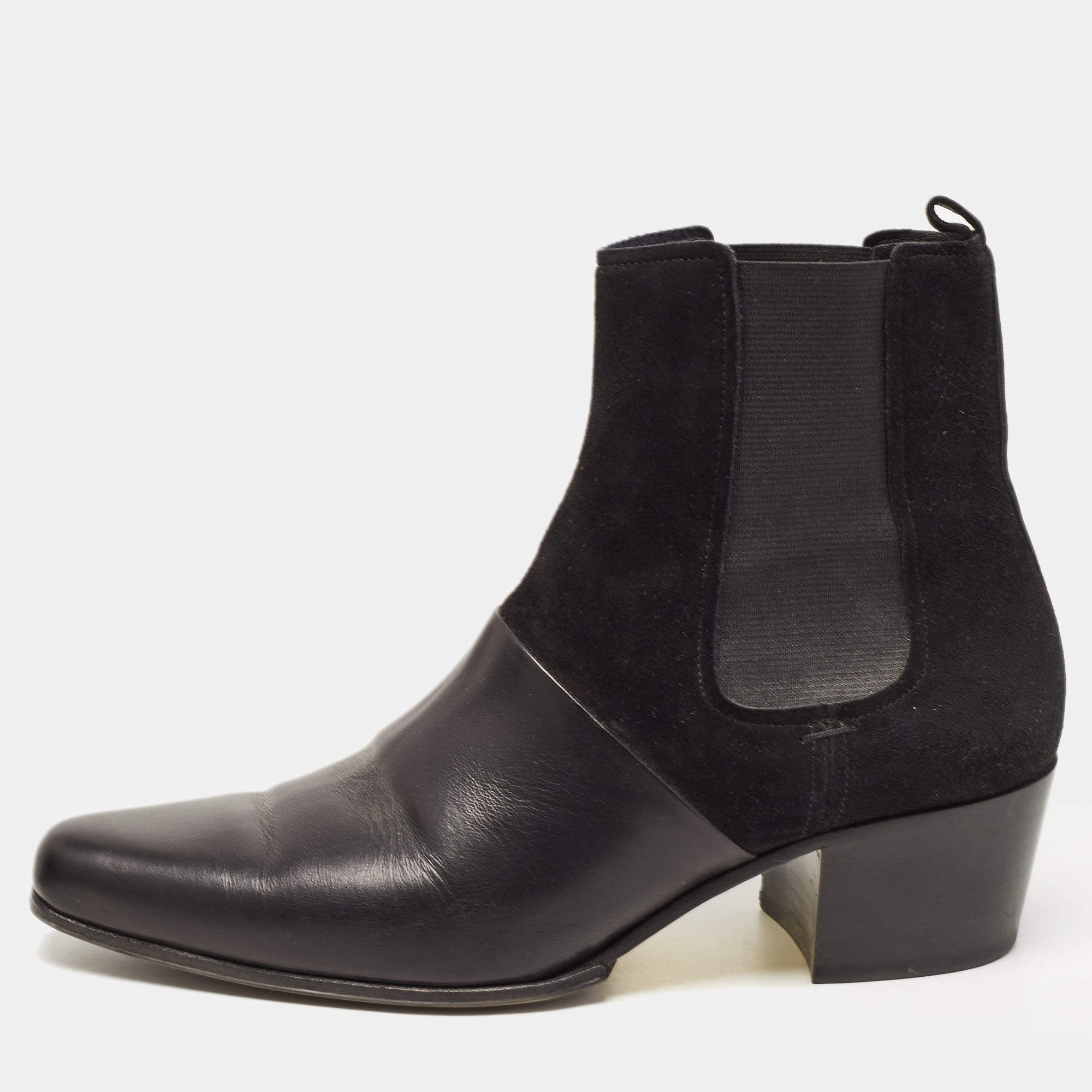 Balmain Black Leather and Suede Ankle Boots Size 39