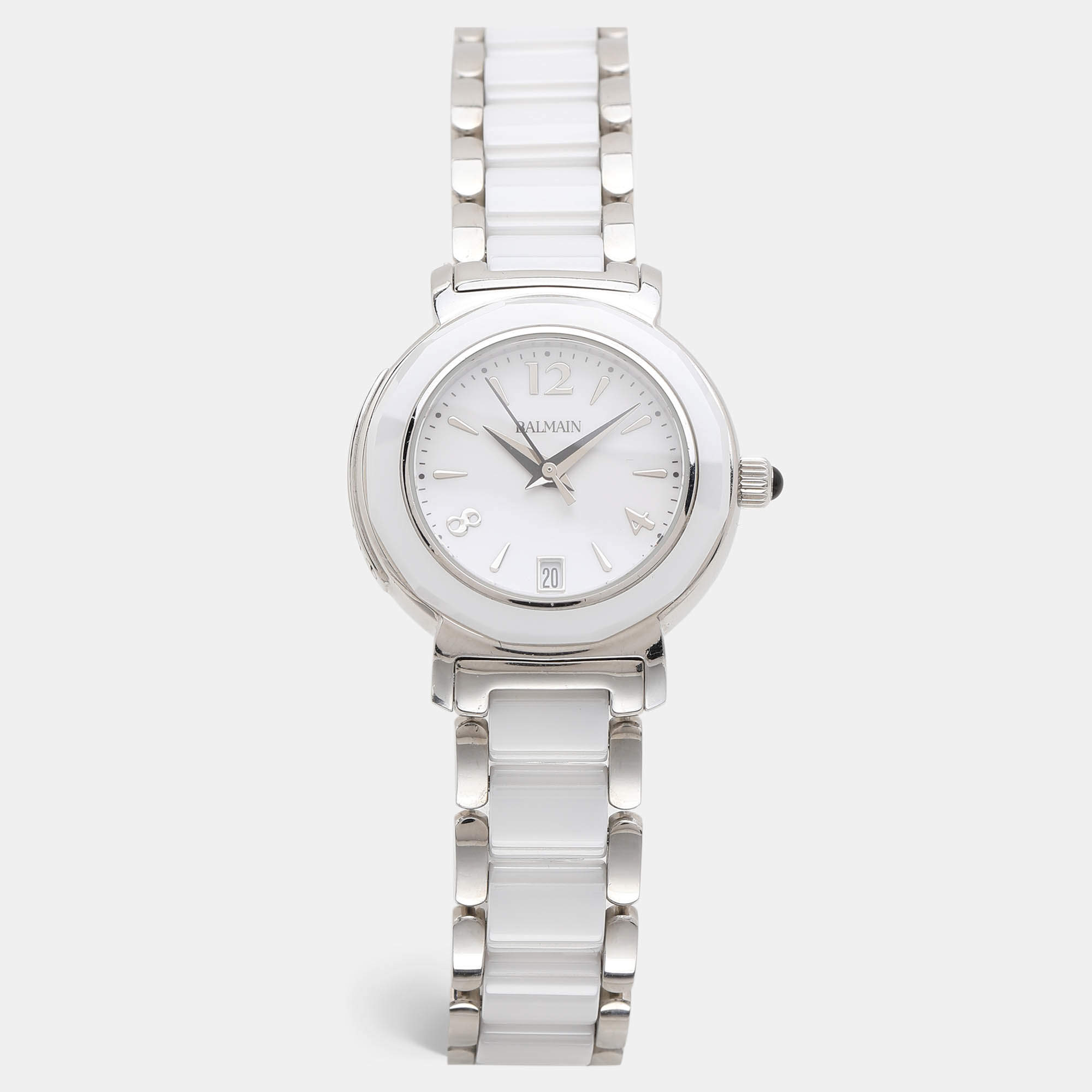 Balmain White Ceramic Stainless Steel B3896.33.22 Women's Wristwatch 29 mm