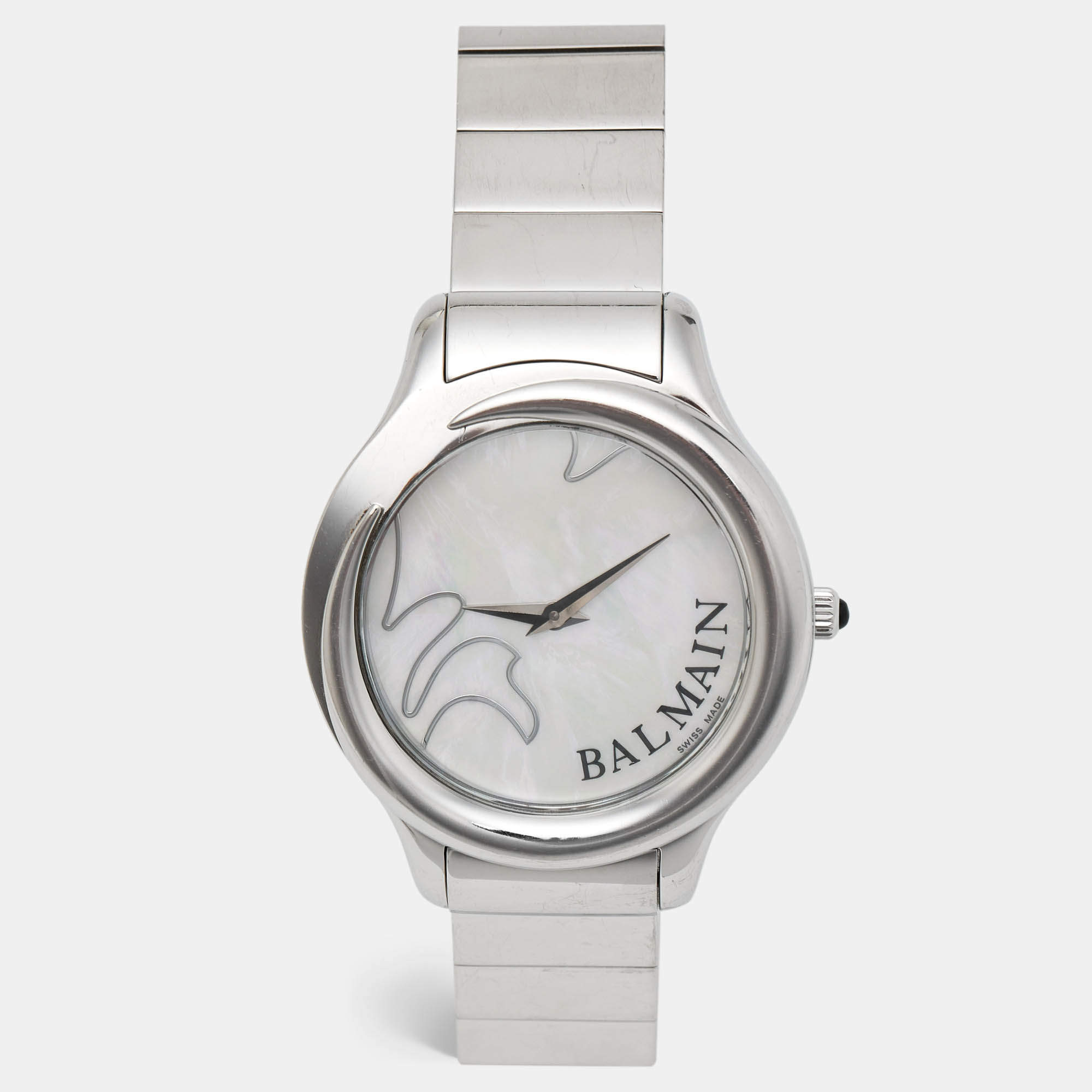 مملوكة مسبقًا Balmain 2351 White Mother Of Pearl Dial Stainless Steel Women's Wristwatch 38 mm
