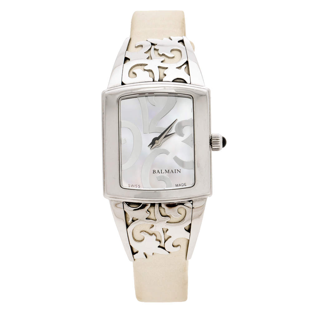 Pre Owned Balmain Mother of Pearl Stainless Steel Elysees Arabesques B3371.51.82 Women's Wristwatch 24 mm