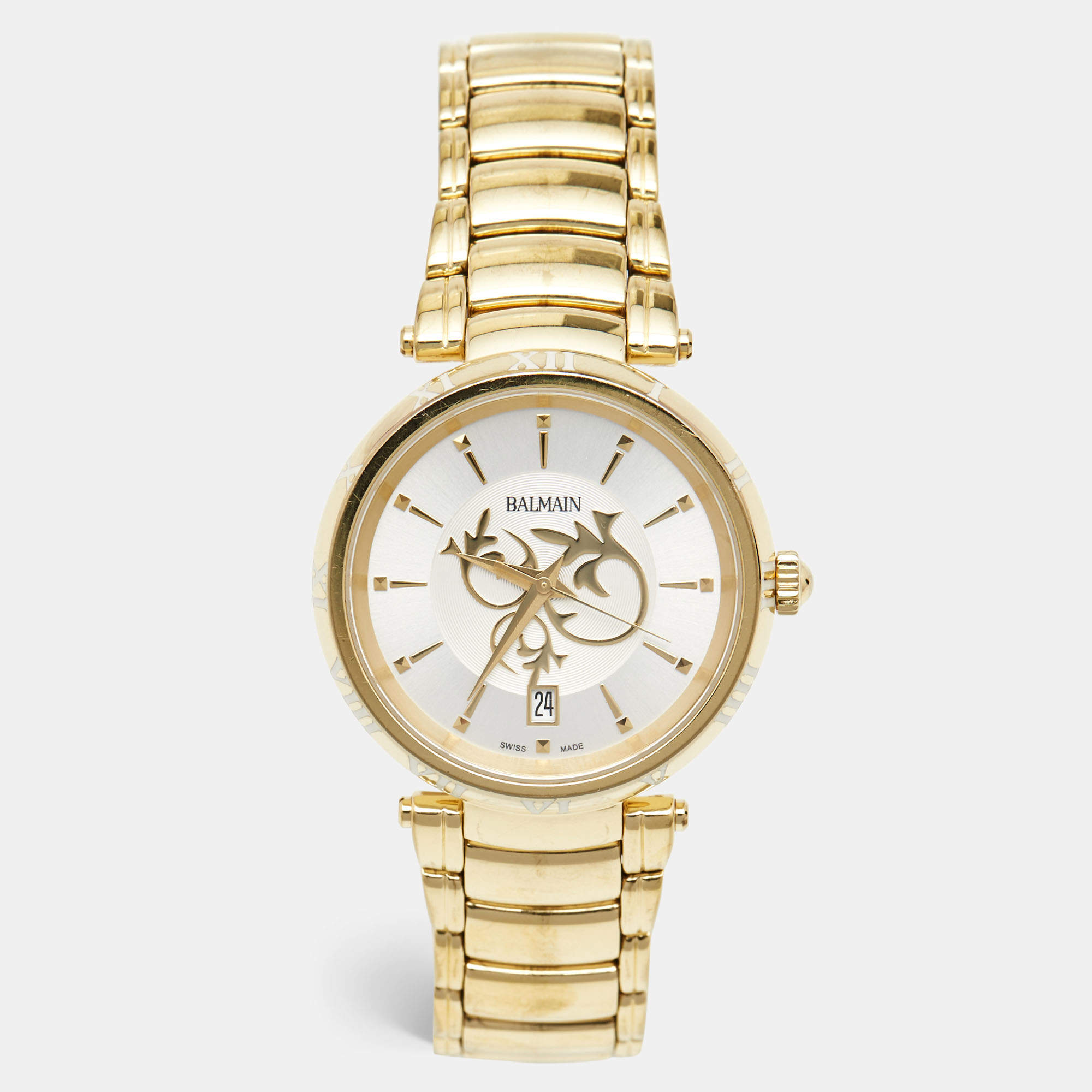 Pre Owned Balmain SIlver Gold Plated Stainless Steel Classica B.4070.33.16 Women's Wristwatch 35 mm