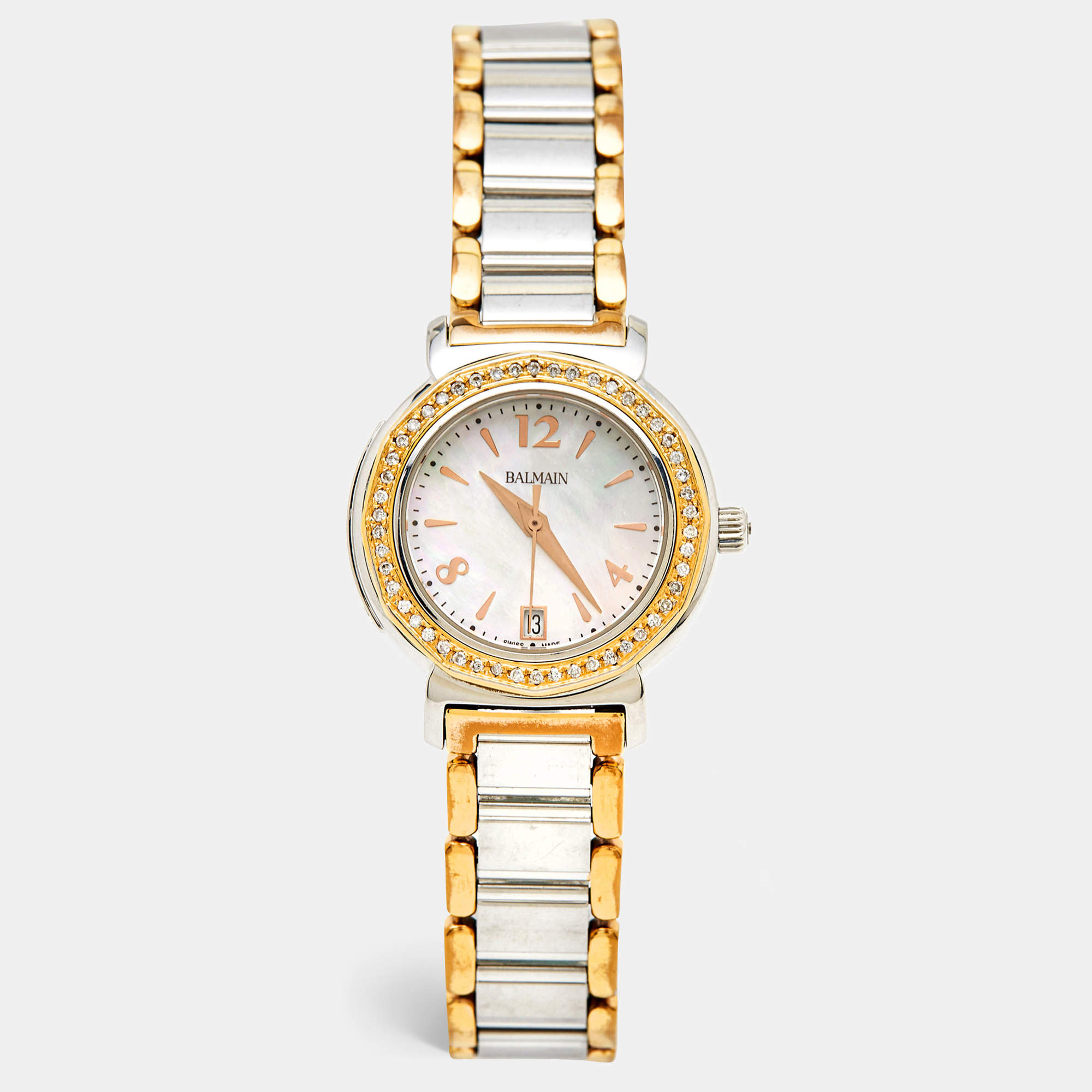 Balmain Mother of Pearl Two Tone Stainless Steel Madrigal B38983384 Women's Wristwatch 29 mm 
