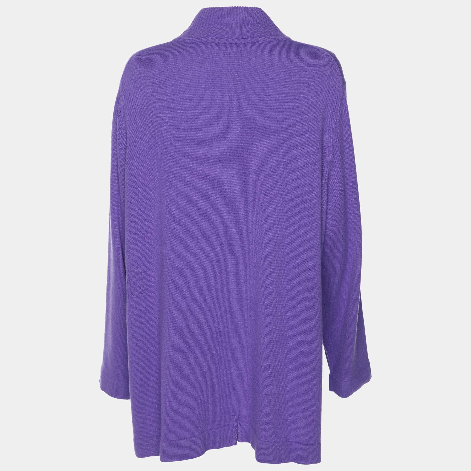 Loro Piana Grey Cashmere Mink Pom-Pom Embellished Sweater S
