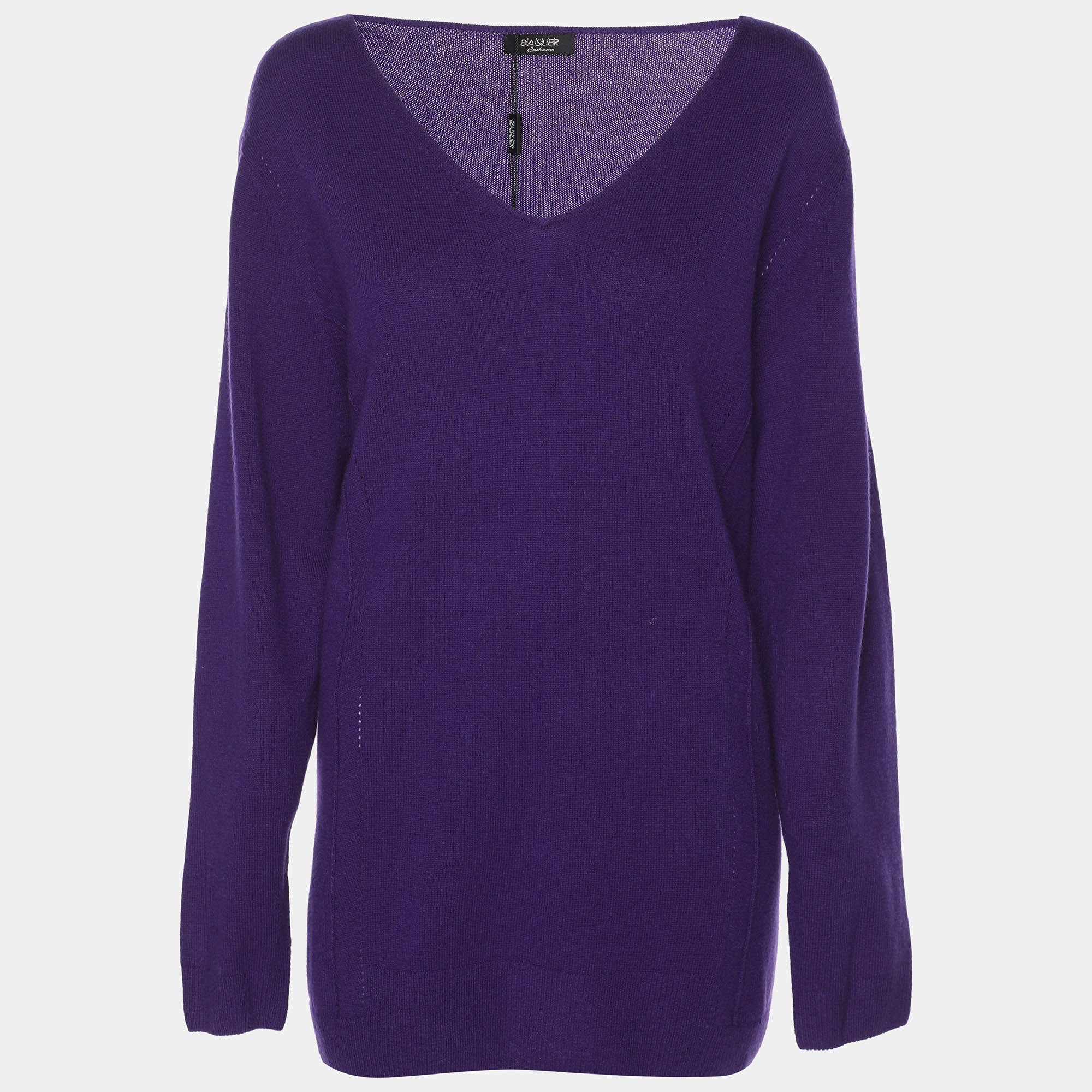 Pre Owned Basler Purple Cashmere V Neck Sweater XL