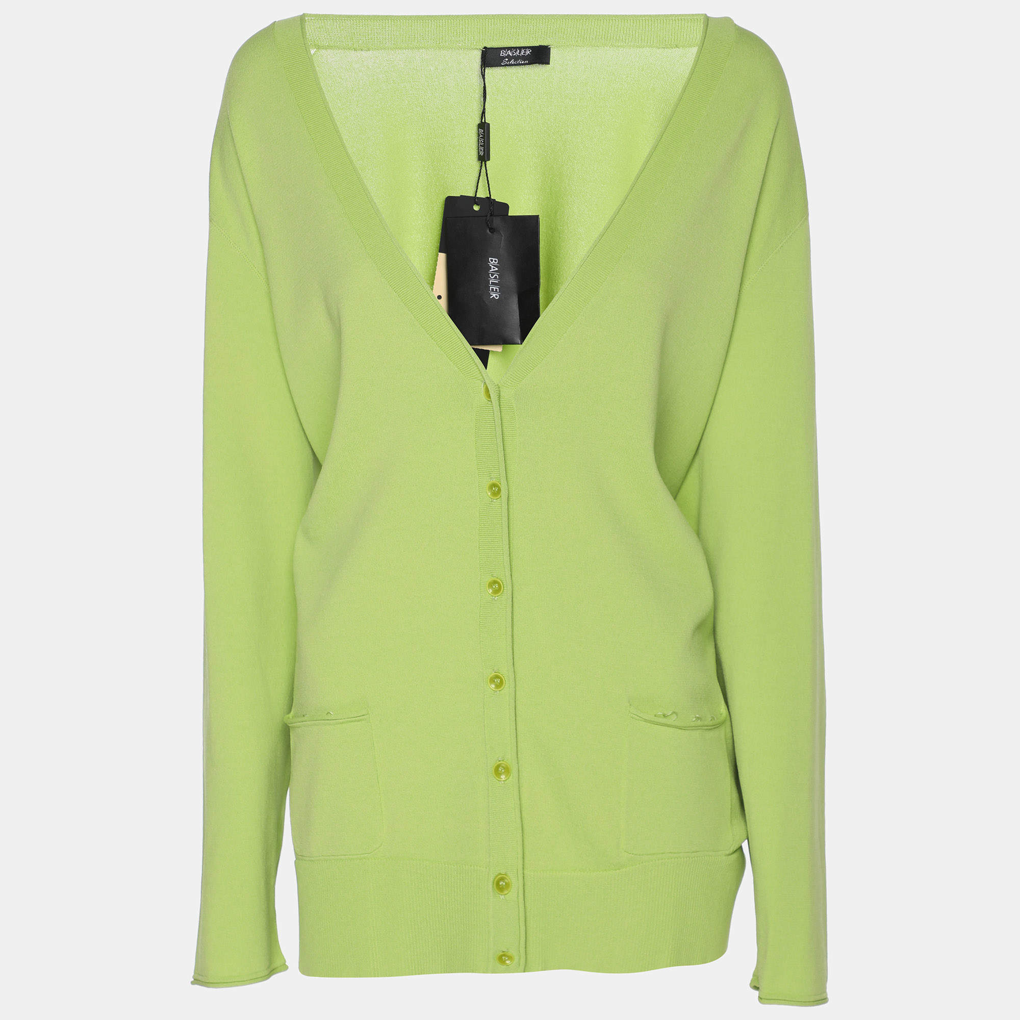 مملوكة مسبقًا بلوفر باسلر كريب مطاطي أخضر توين سيت كارديغان مقاس إكسترا لارج