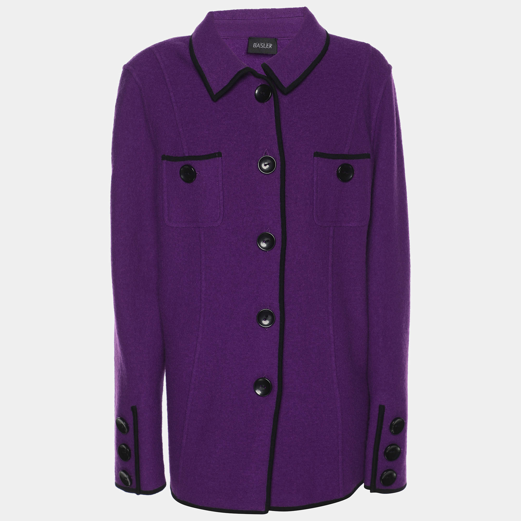 Pre Owned Basler Purple Wool Button Jacket L