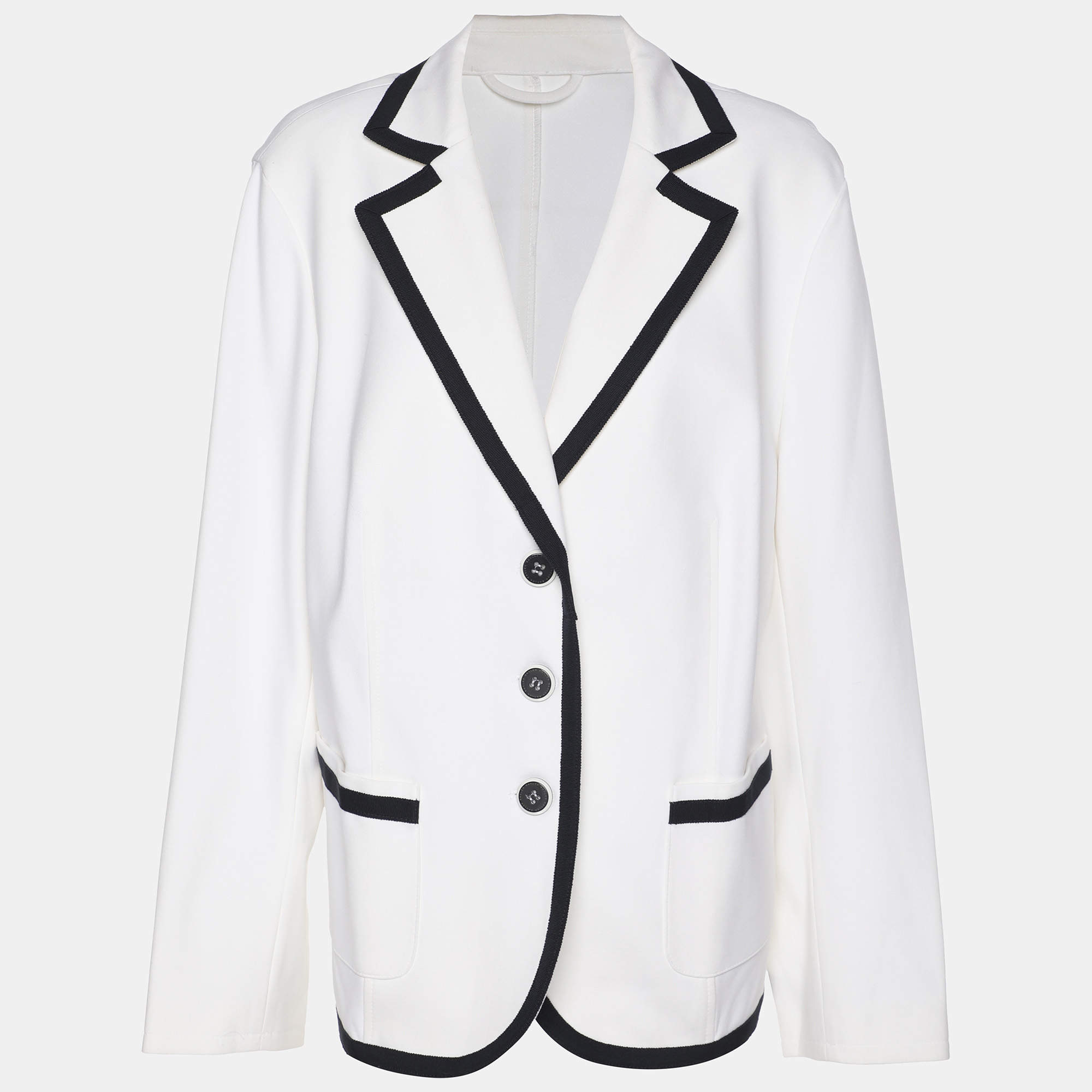 Pre Owned Basler White/Navy Blue Fabric Blazer XL