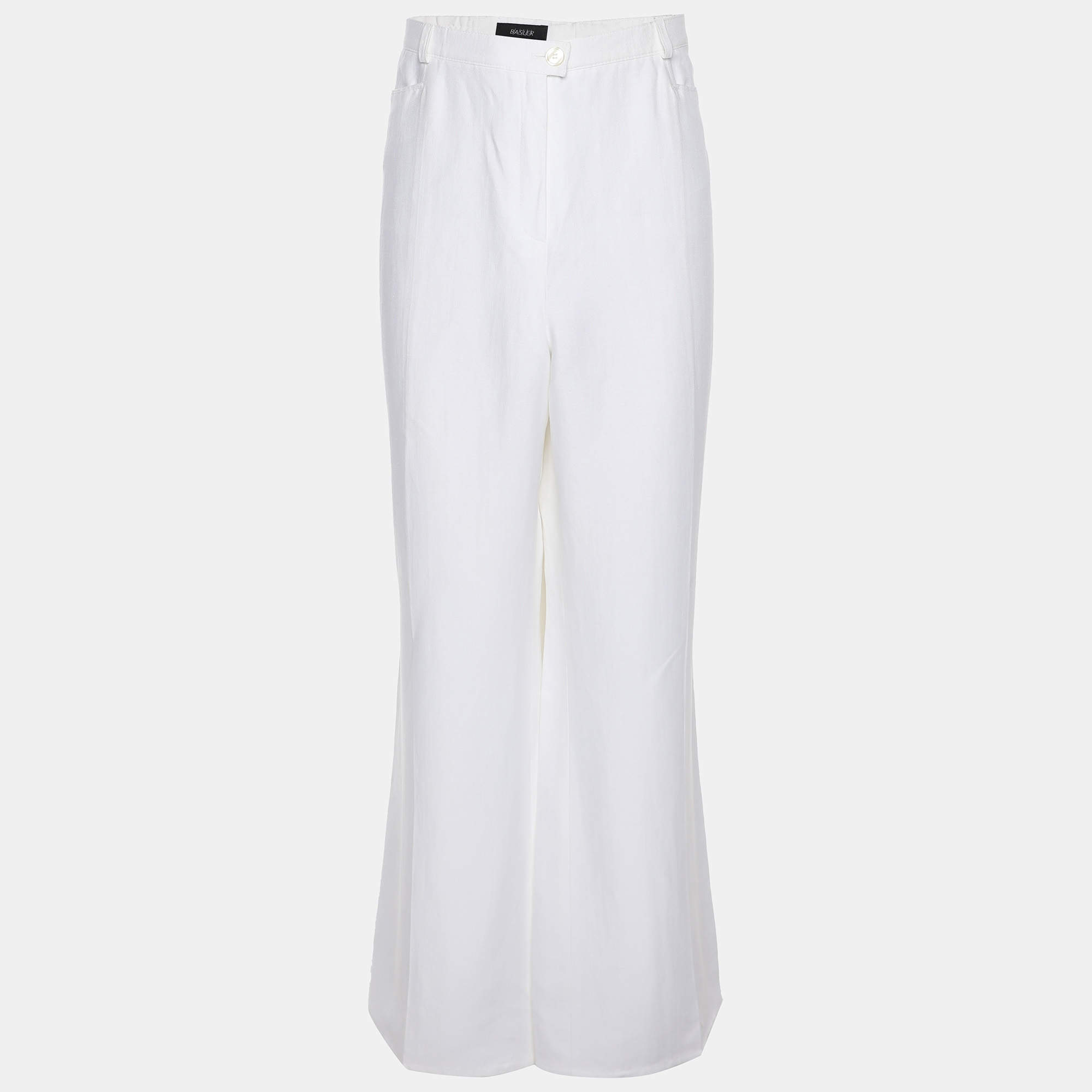 Pre Owned بنطال كتان أبيض من بازلار مقاس ضخم جدًا جدًا (إكس إكس إكس لارج)