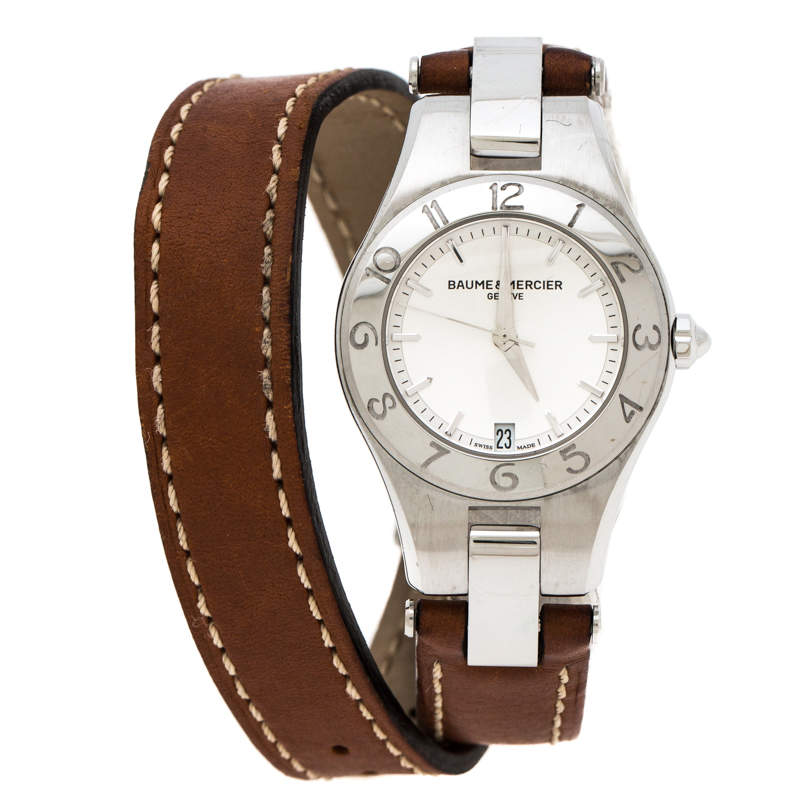 Baume & Mercier Silver Stainless Steel Linea 65690 Women's Wristwatch 27 mm