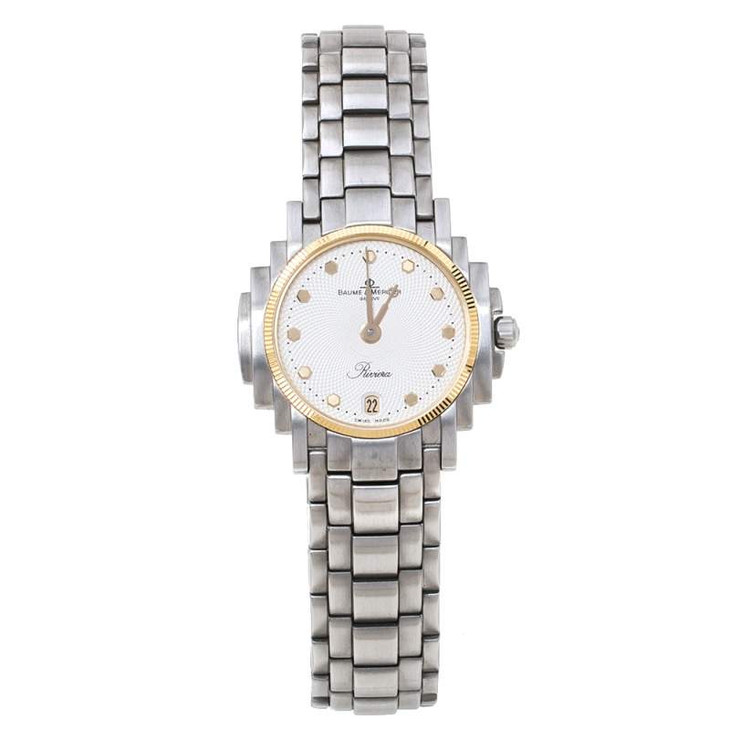 Pre Owned Baume & Mercier White Two-Tone Stainless Steel Riviera 5236.018.3 Women's Wristwatch 26 mm