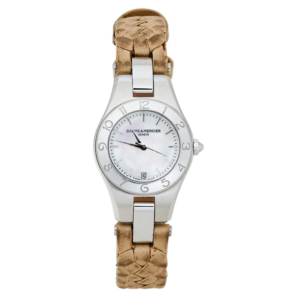 Pre Owned Baume & Mercier White Stainless Steel Linea 65690 Women's Wristwatch 27 mm