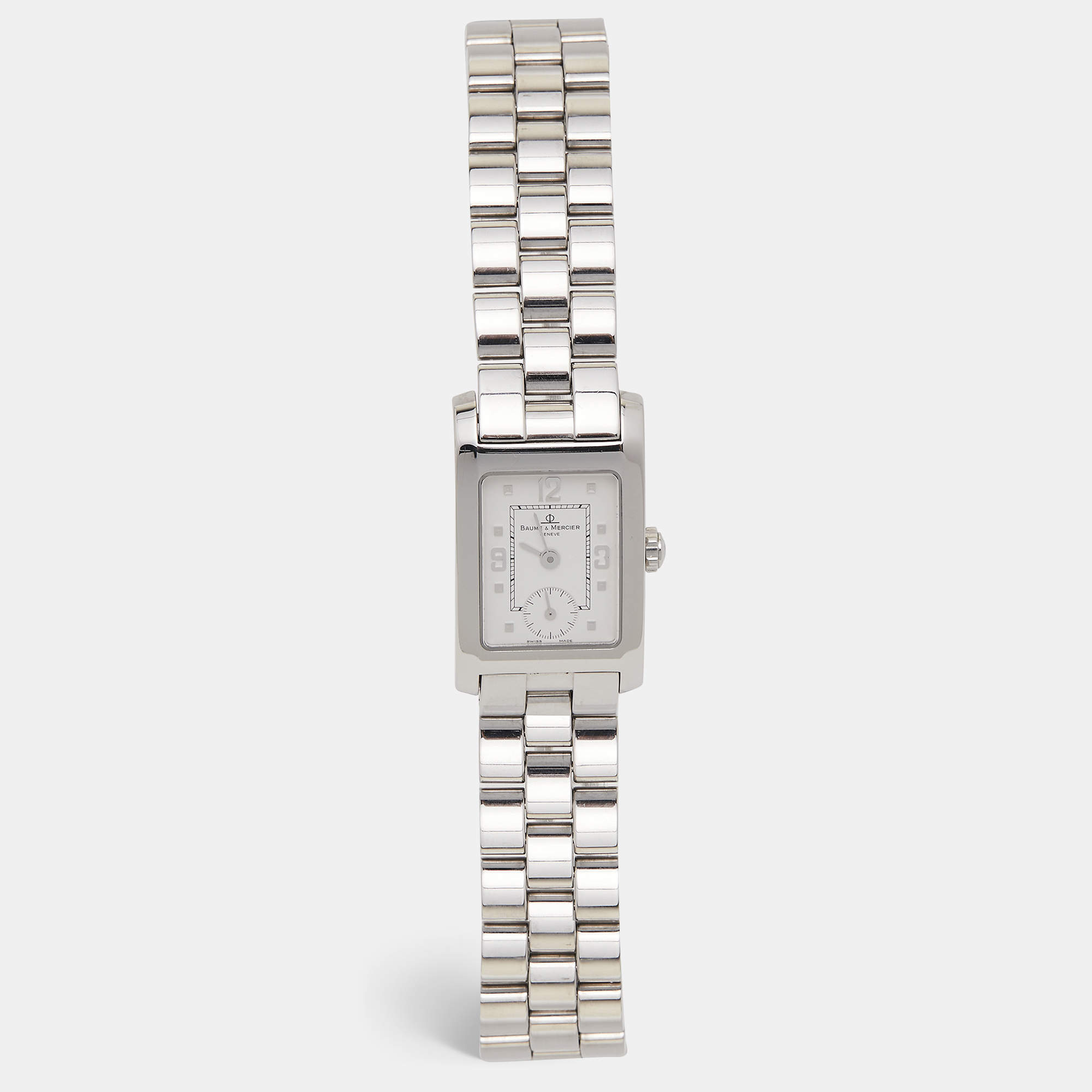 Pre Owned  Baume & Mercier White Stainless Steel Hampton MV045139 Women's Wristwatch 20 mm 