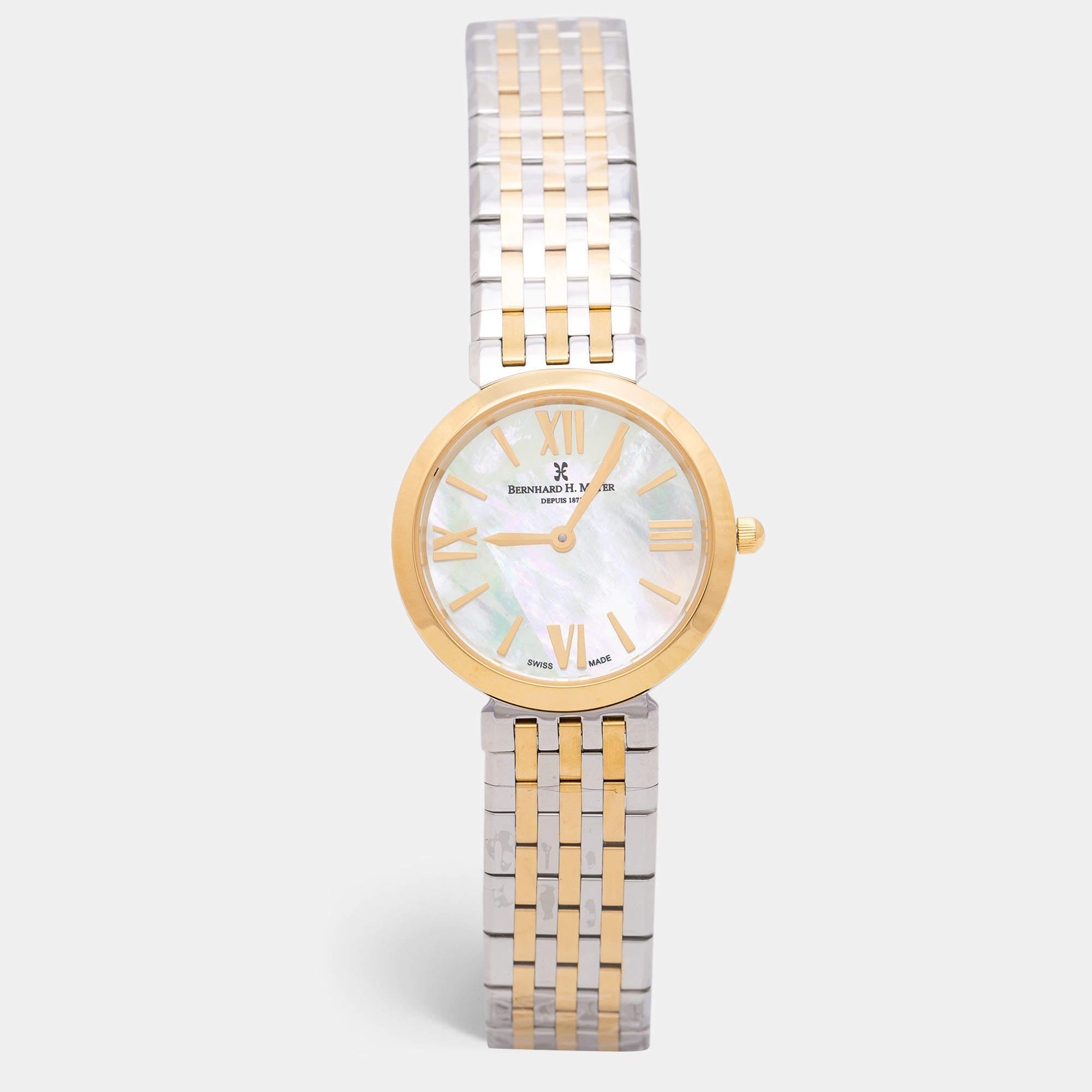 Pre Owned Bernhard H. Mayer Mother of Pearl Two Tone Stainless Steel Thalia 52702.595.1 Women's Wristwatch 27.5 mm