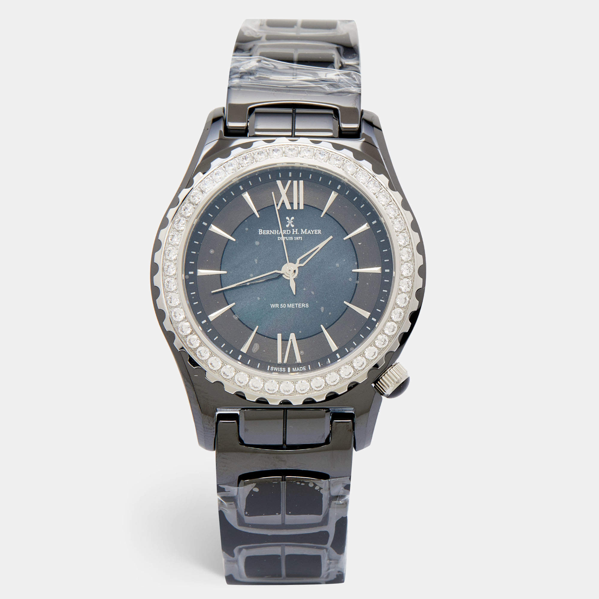 Bernhard H. Mayer Black Mother Of Pearl Black Ceramic Stainless Steel La Vida BH17P/CW Women's Wristwatch 38 mm