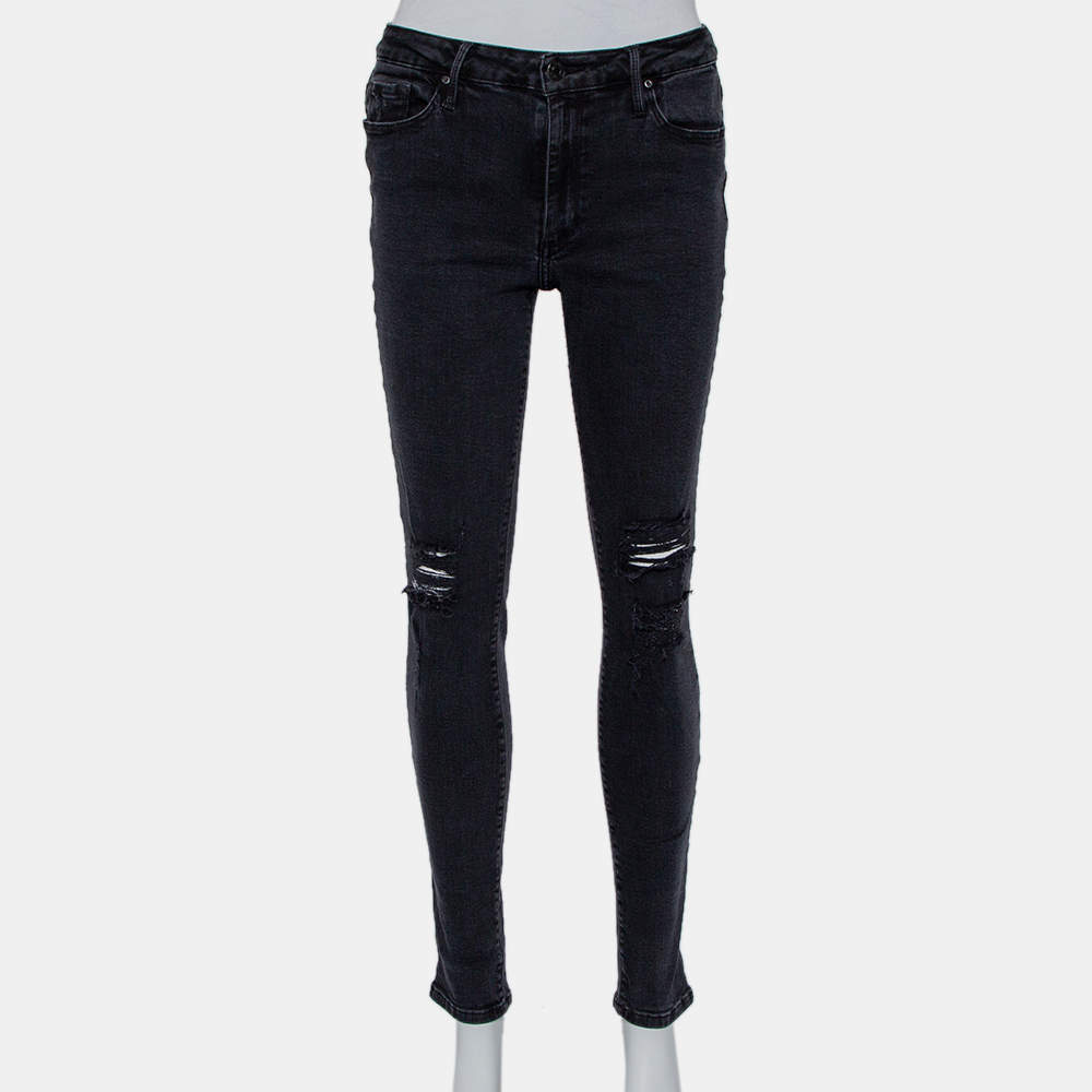 Pre Owned Black Orchid Black Denim Distressed Skinny Jude Jeans M