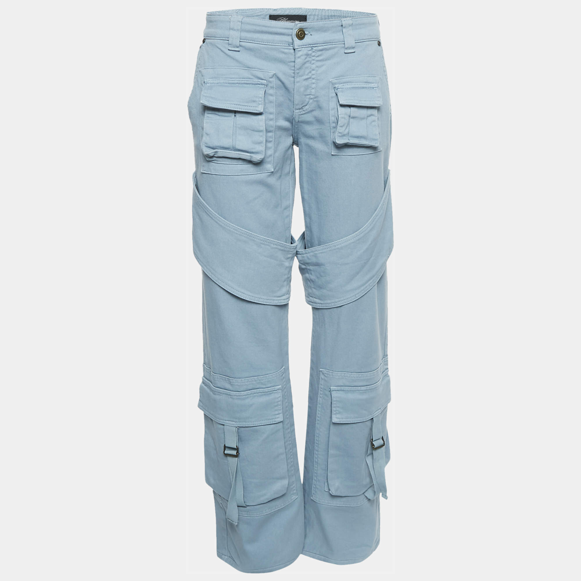 Blumarine Light Blue Denim Cargo Jeans M Waist 29"
