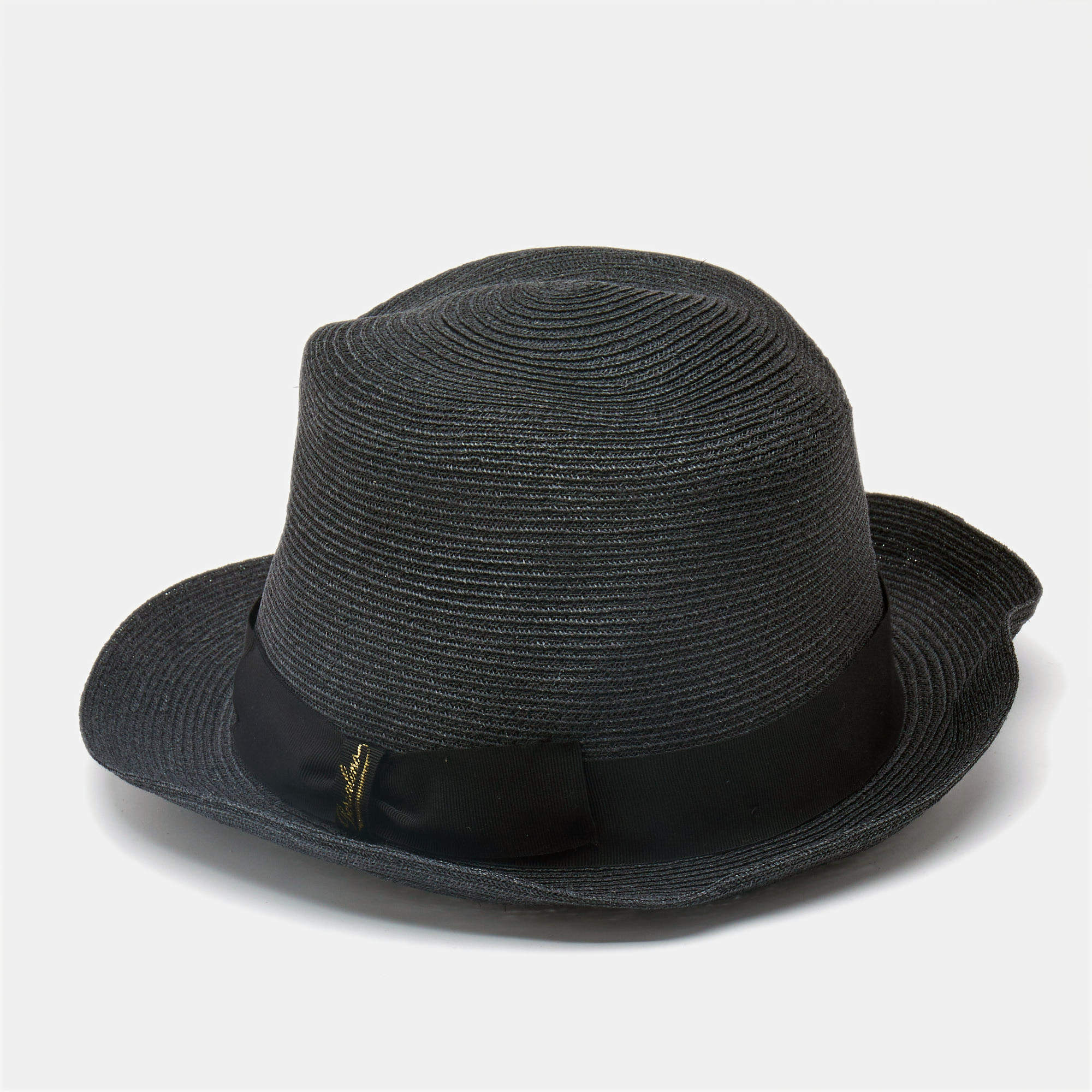 Borsalino Black Straw Treccia Canapa Hat 