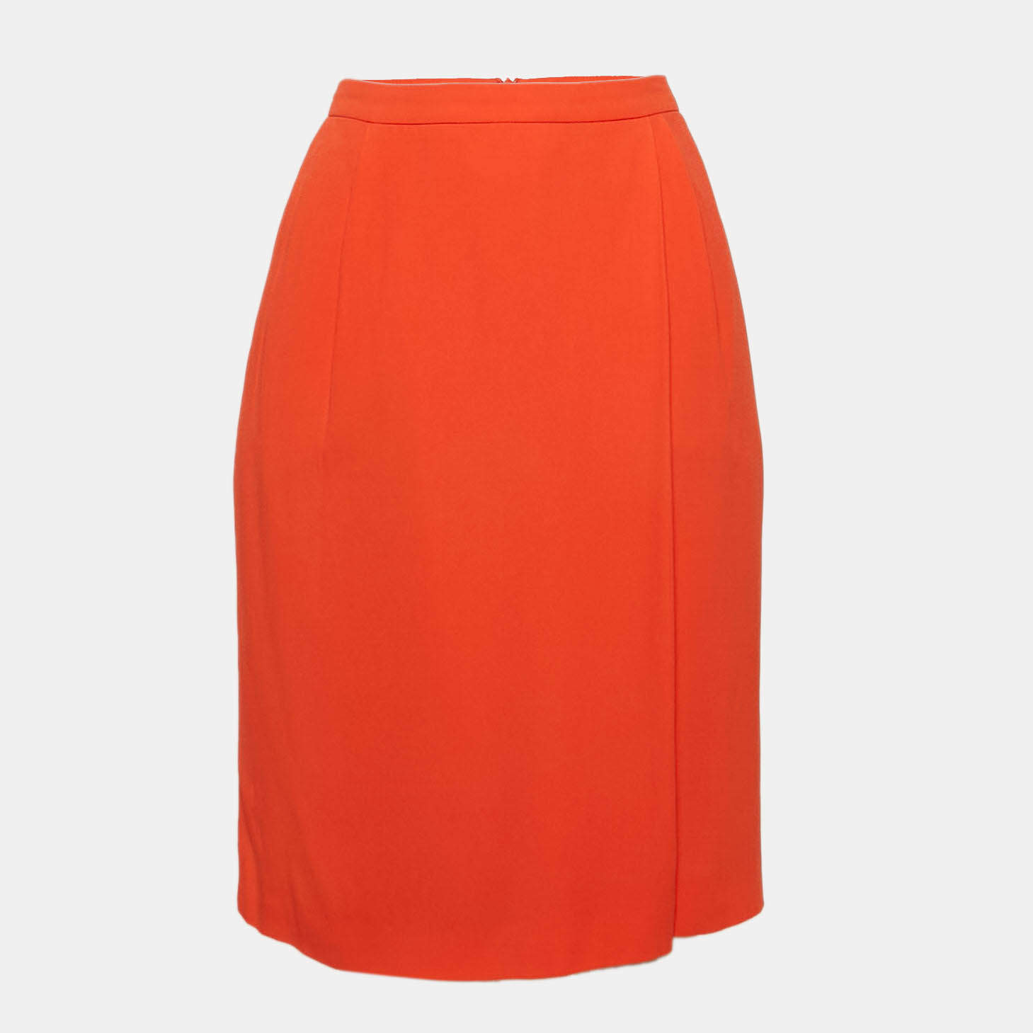 Pre Owned Boss By Hugo Boss Orange Crepe Draped Knee Length Skirt S