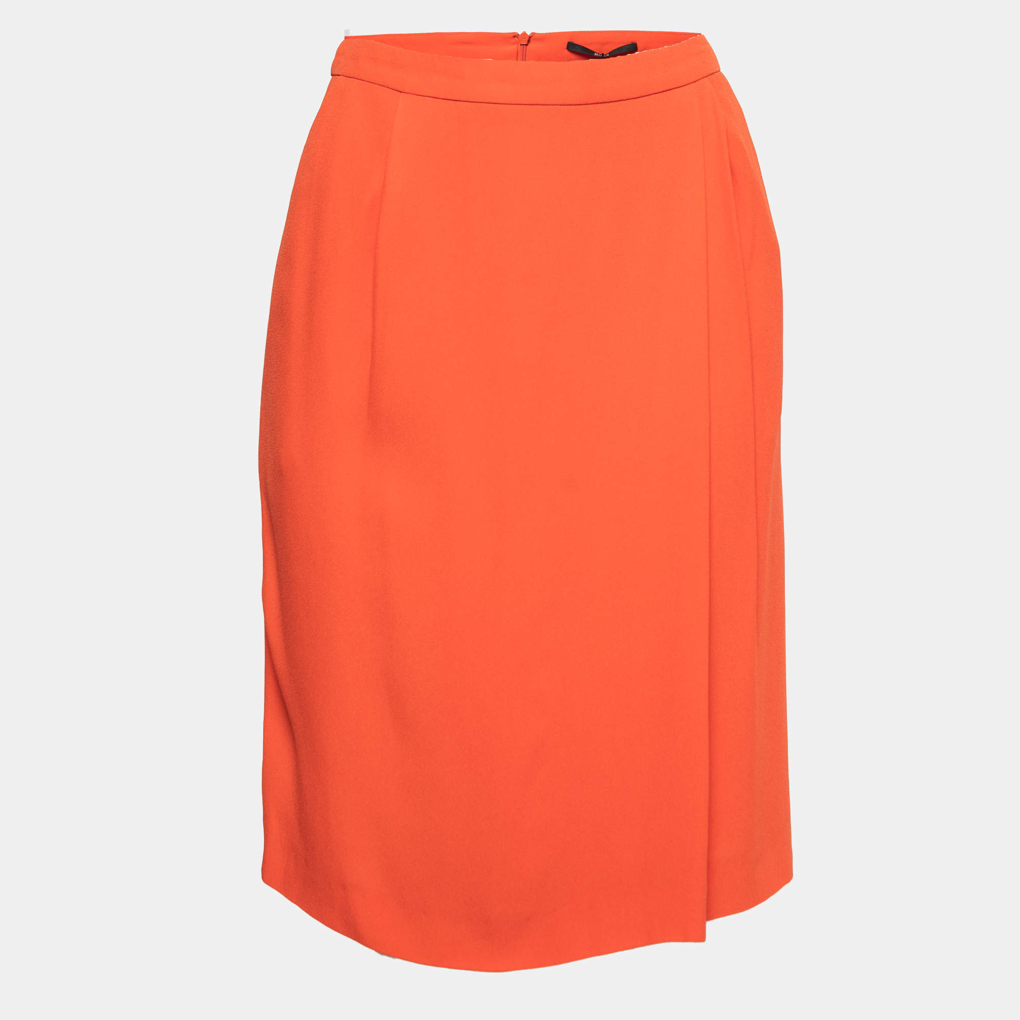 Boss By Hugo Boss Orange Crepe Pleat Detail Knee Length Skirt S Boss By ...