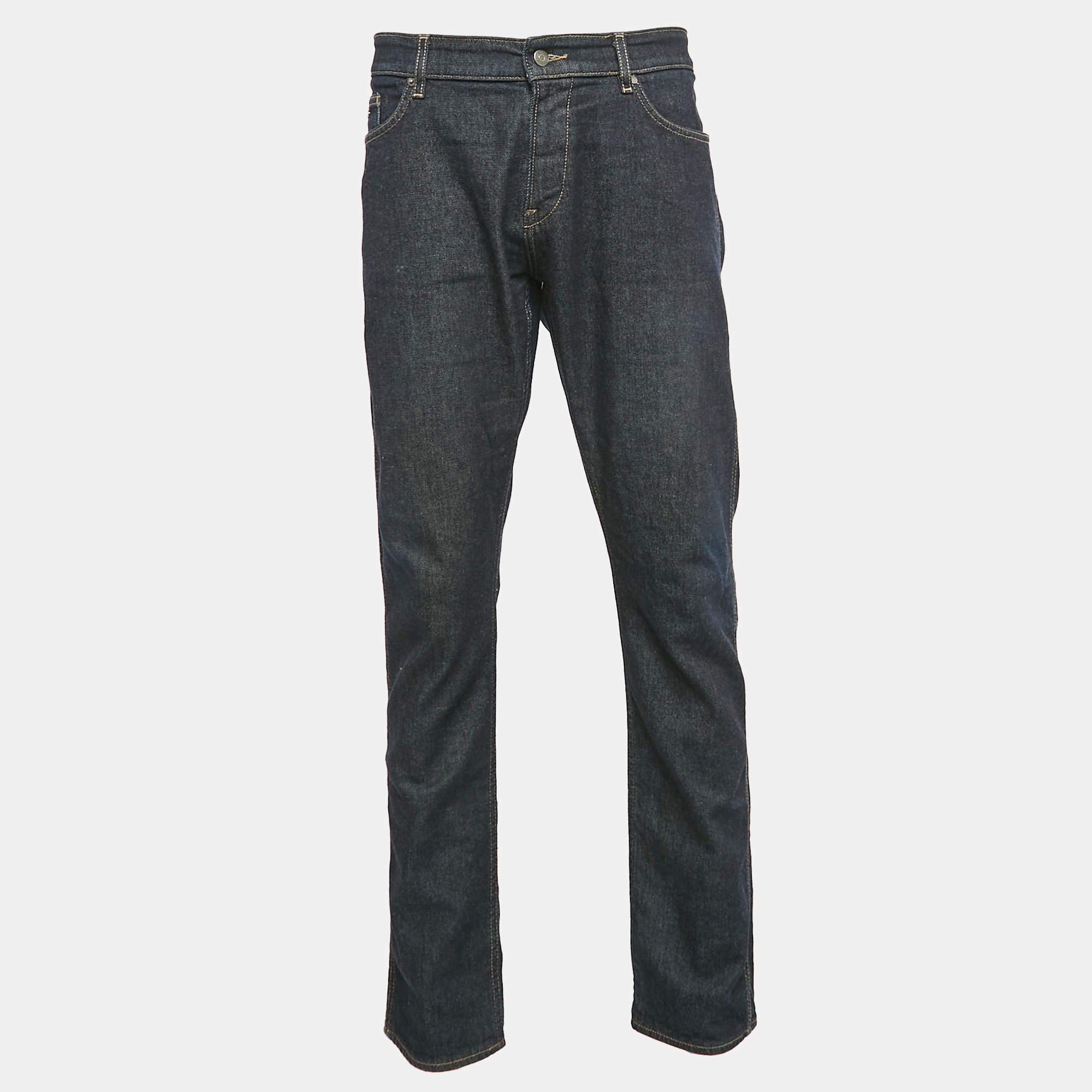 Pre Owned Boss By Hugo Boss Navy Blue Denim Delaware Slim Fit Jeans XXL Waist 38"