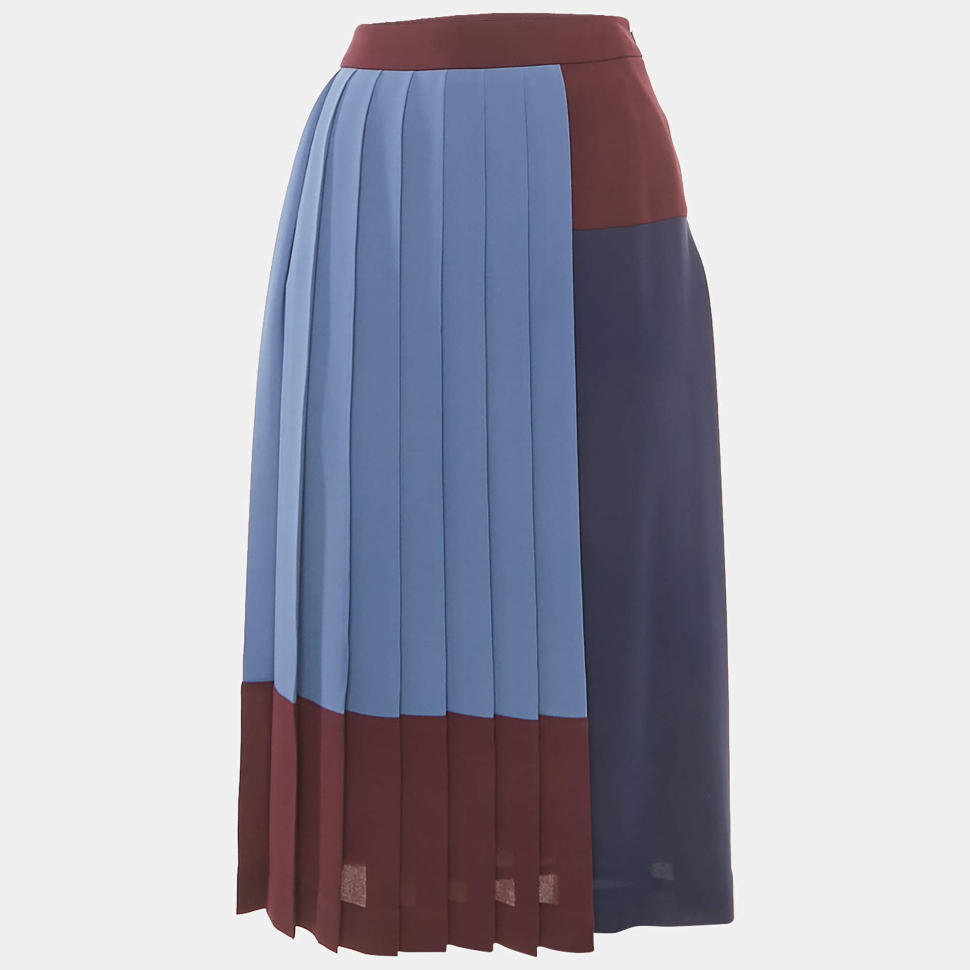 Boss By Hugo Boss Blue Chiffon Pleated Midi Skirt S