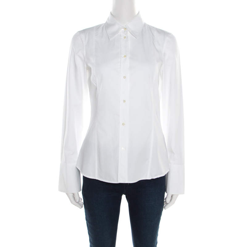 Pre Owned Boss By Hugo Boss White Long Sleeve Shirt S