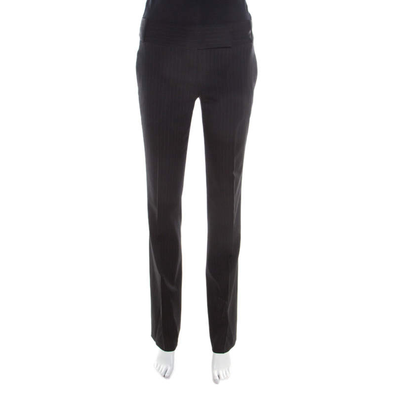 Boss By Hugo Boss Black Pin Striped Tailored Trousers M
