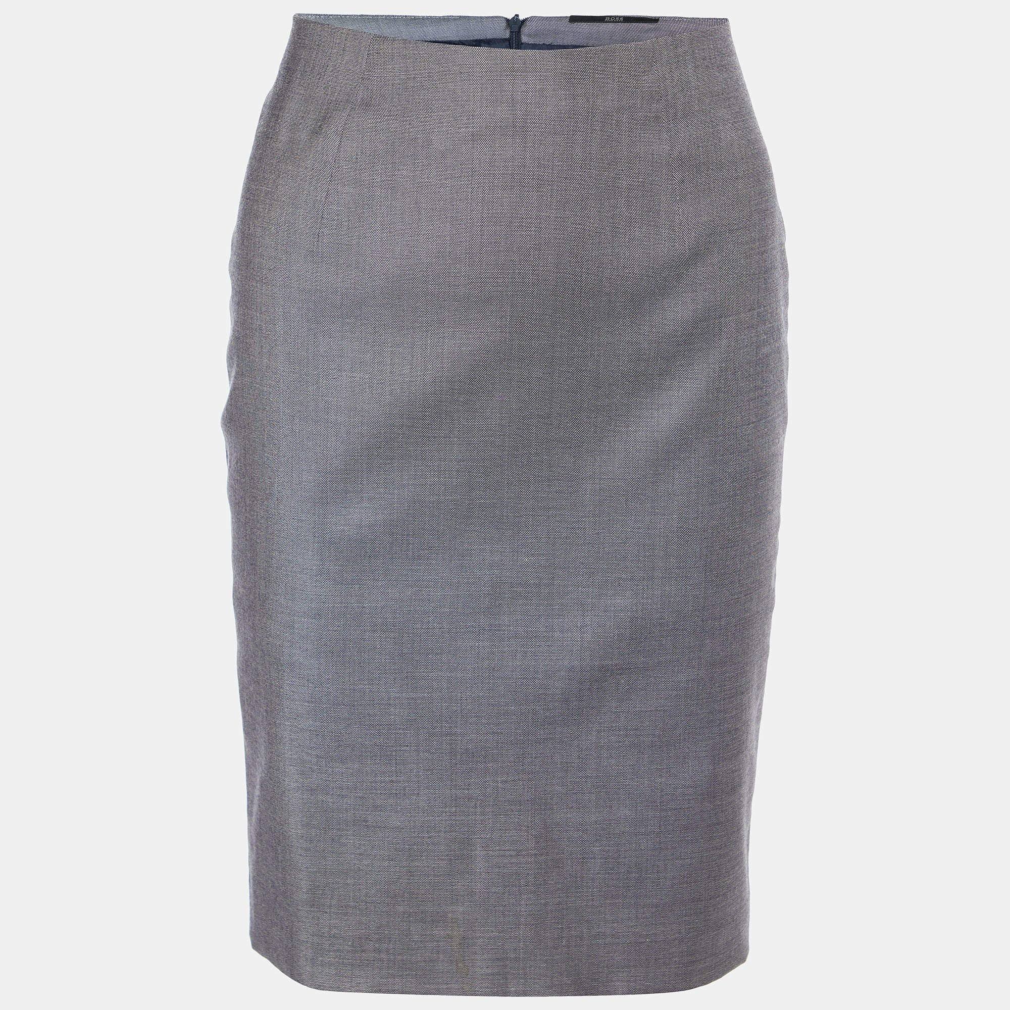 مملوكة مسبقًا Boss By Hugo Boss Grey Virgin Wool Pencil Skirt XS
