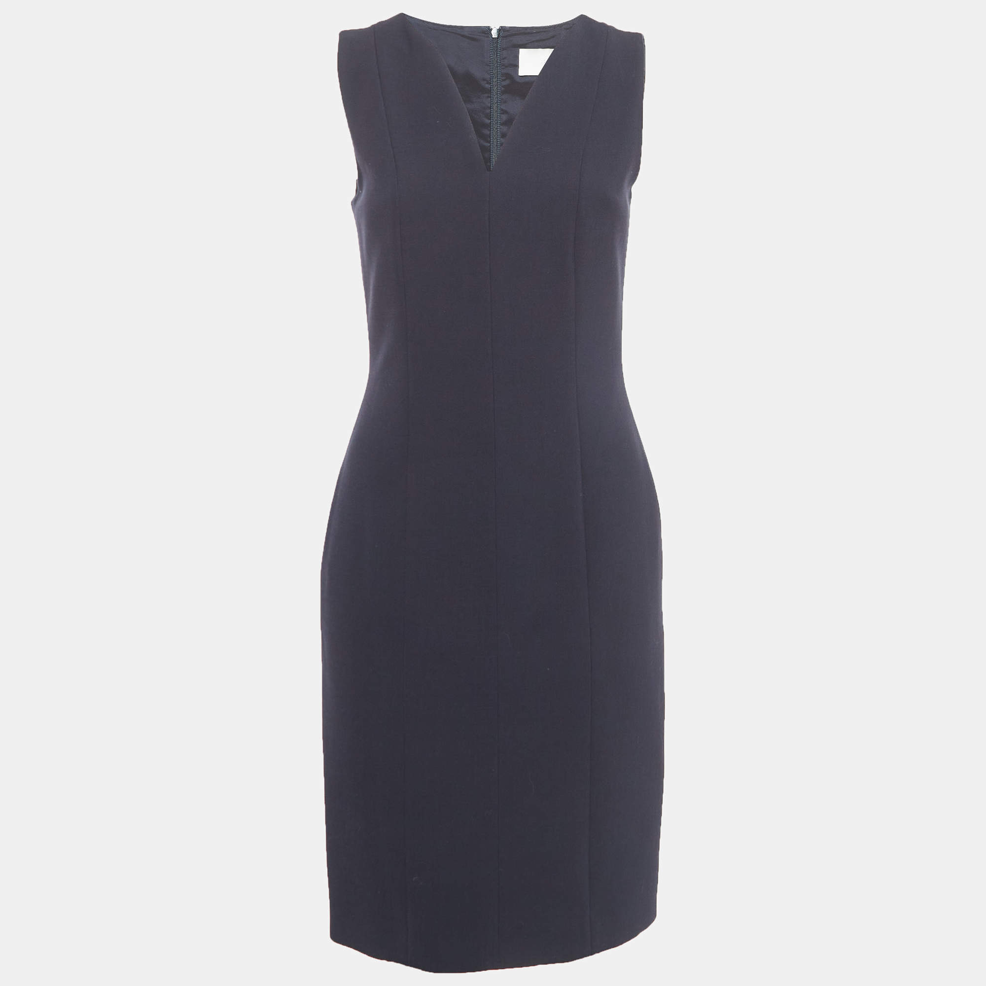 Pre Owned Boss By Hugo Boss Navy Blue Knit Sleeveless Dency Sheath Dress S