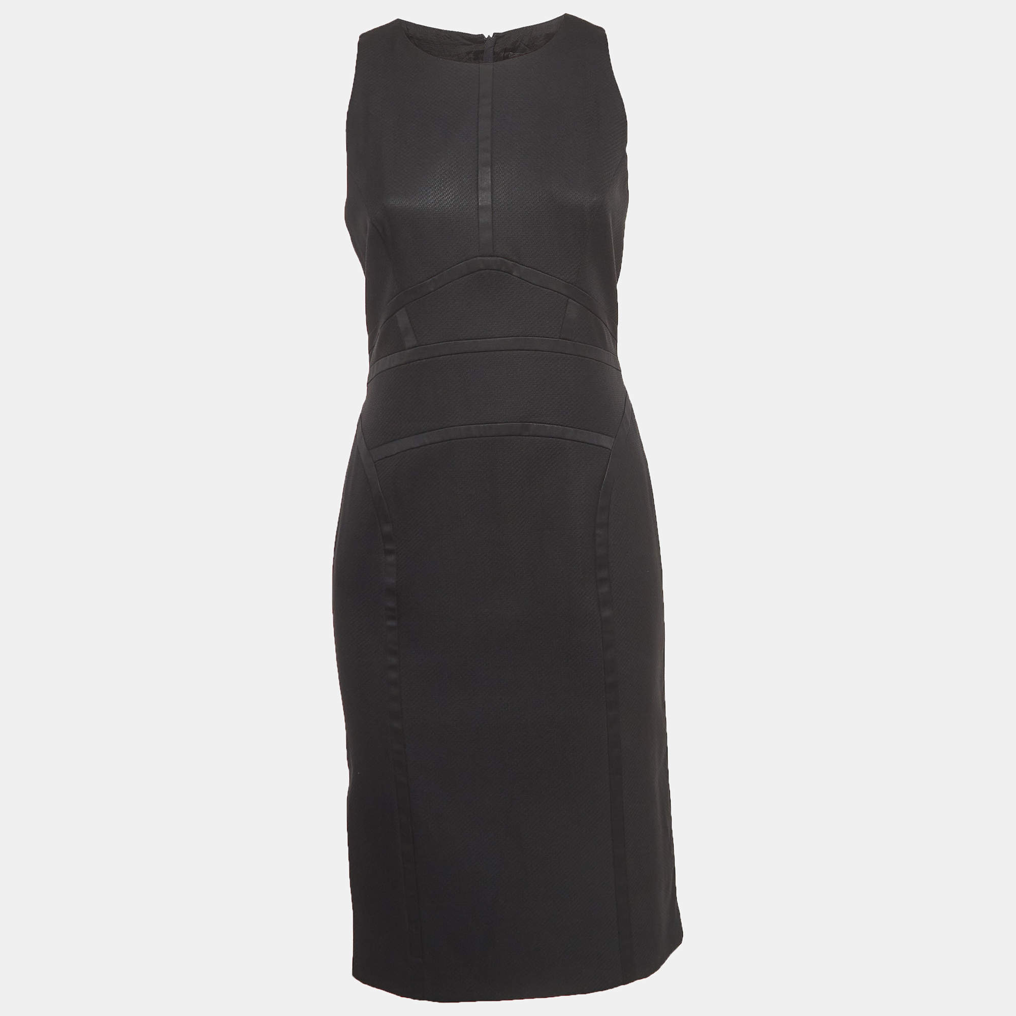 Pre Owned Boss By Hugo Boss Black Wool Blend Sleeveless Daliva Dress M
