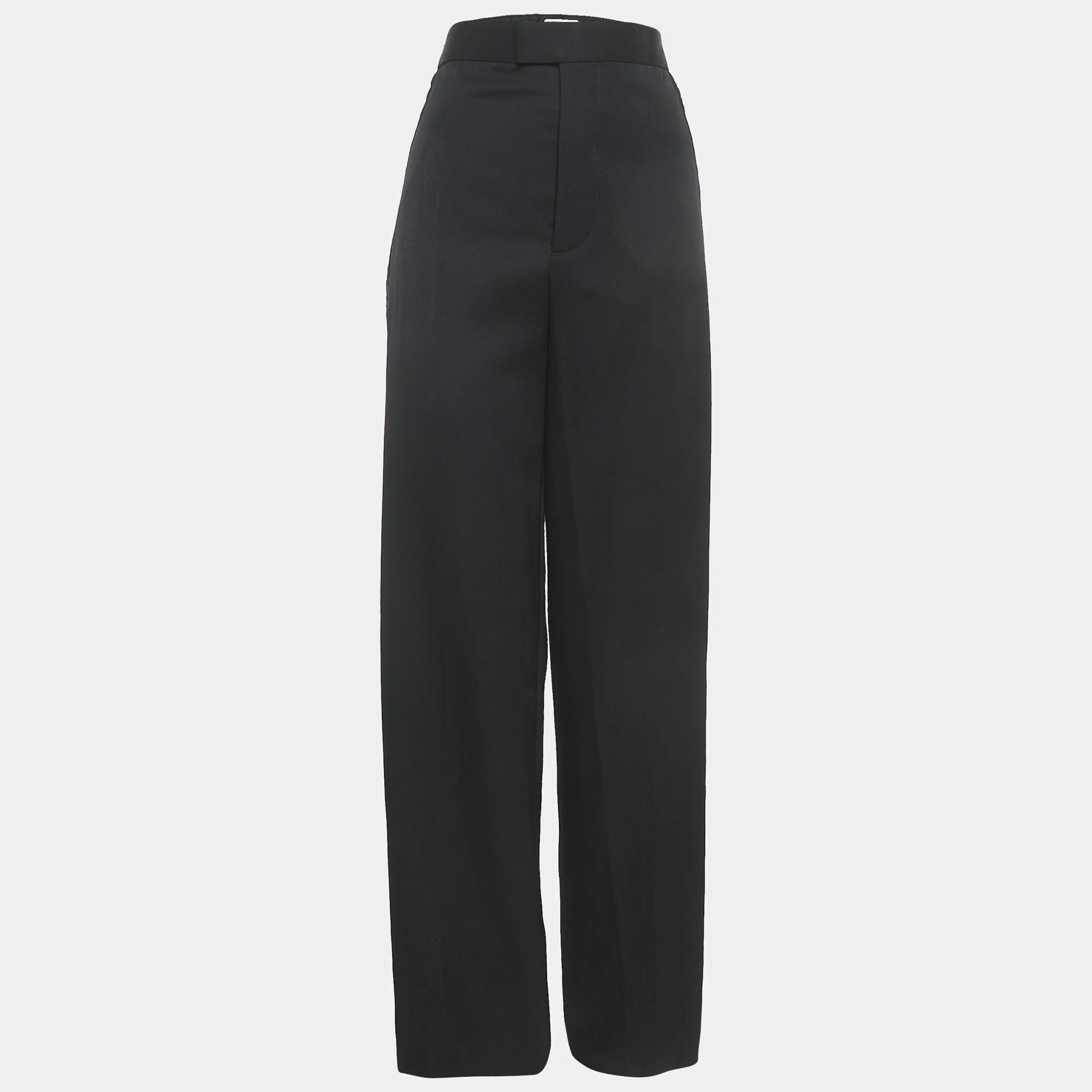 Bottega Veneta Black Wool Braided Detail Formal Trousers XS
