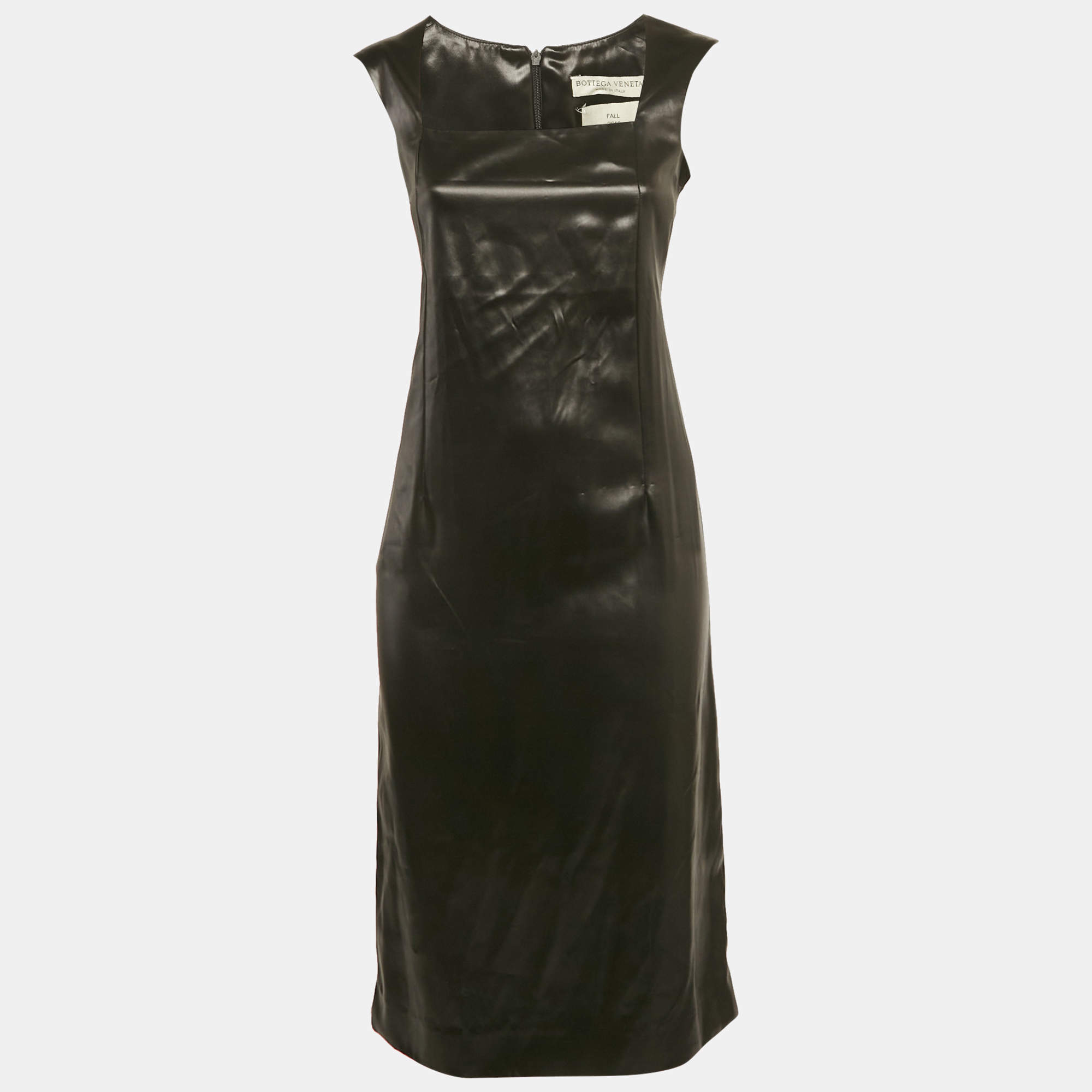 Pre Owned Bottega Veneta Black Leather Tank Dress XS