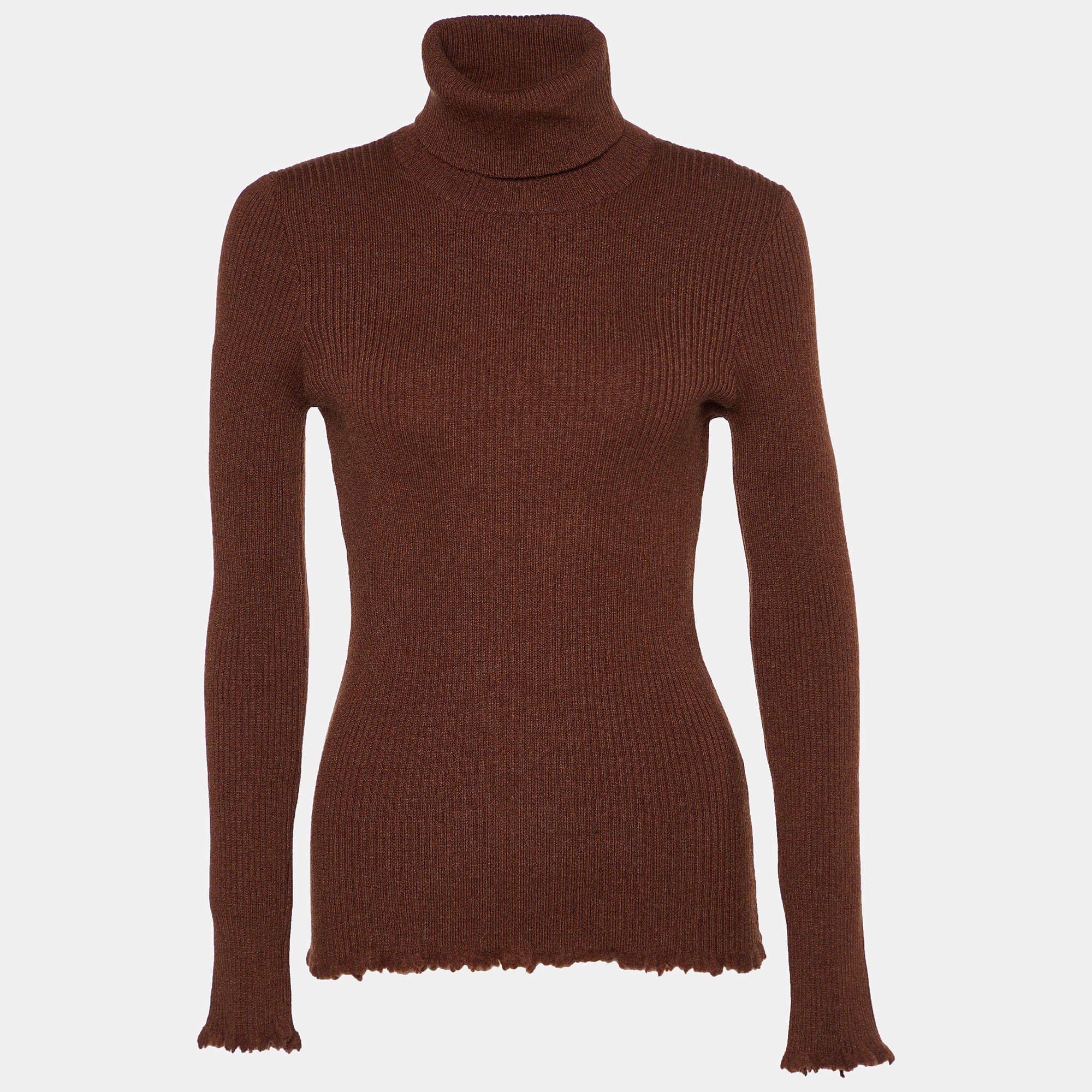 Bottega Veneta Brown Cashmere Knit Turtle Neck Sweater M