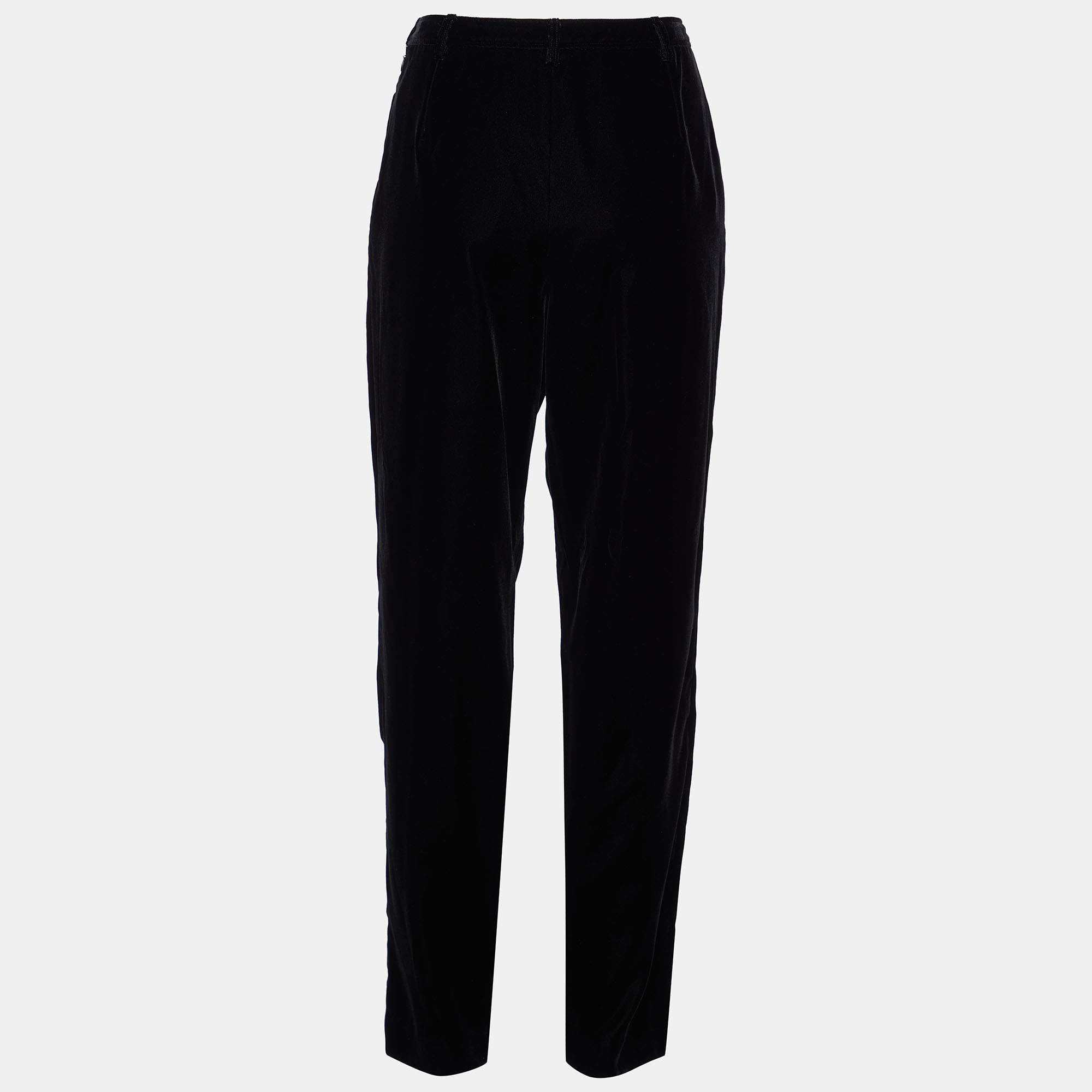 Bottega Veneta Black Velvet Straight Leg Pants M