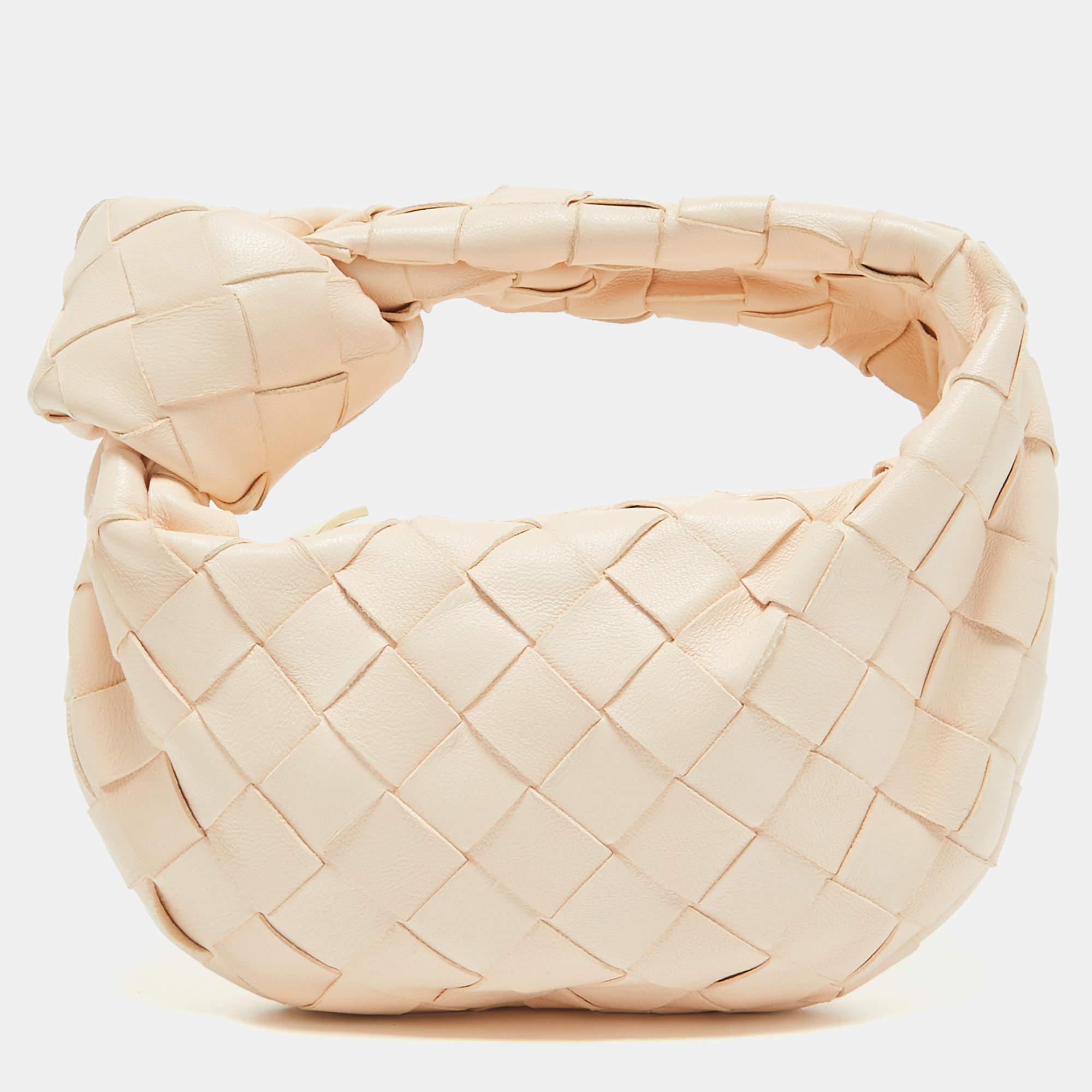 Pre Owned Bottega Veneta Peach Intrecciato Leather Candy Jodie Bag