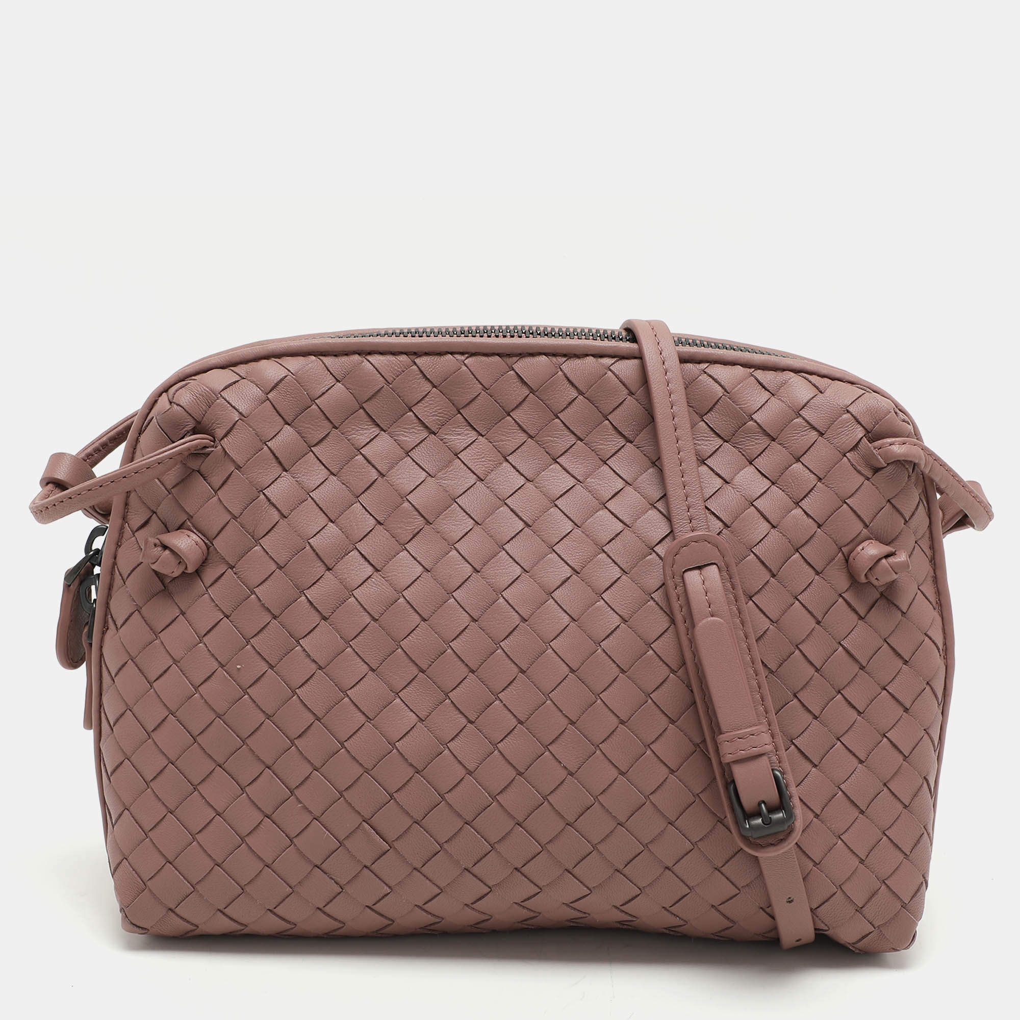 Pre Owned Bottega Veneta Beige Intrecciato Leather Nodini Shoulder Bag